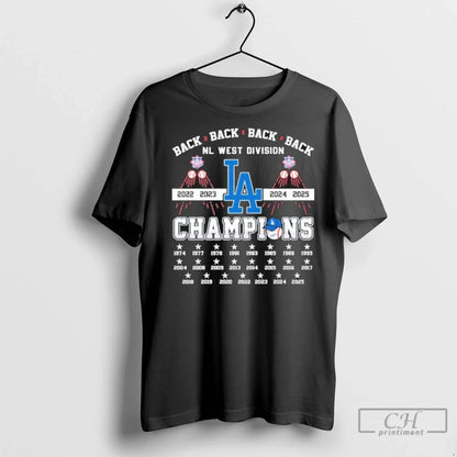 Back 2 Back 2 Back 2 Back Los Angeles Dodgers Nl West Champions T