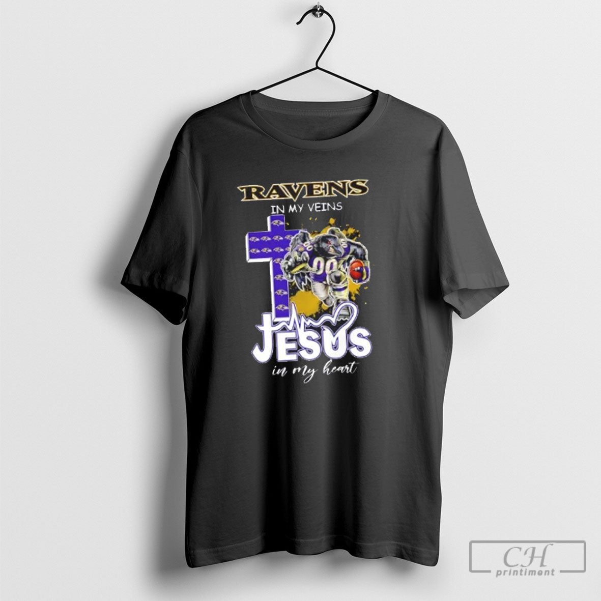 Baltimore Ravens My Veins Jesus My Heart Cross Mascot Tank Top Trendy