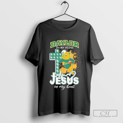Baylor Bears Mascot My Veins Jesus My Hear Tee Designer Apparel
