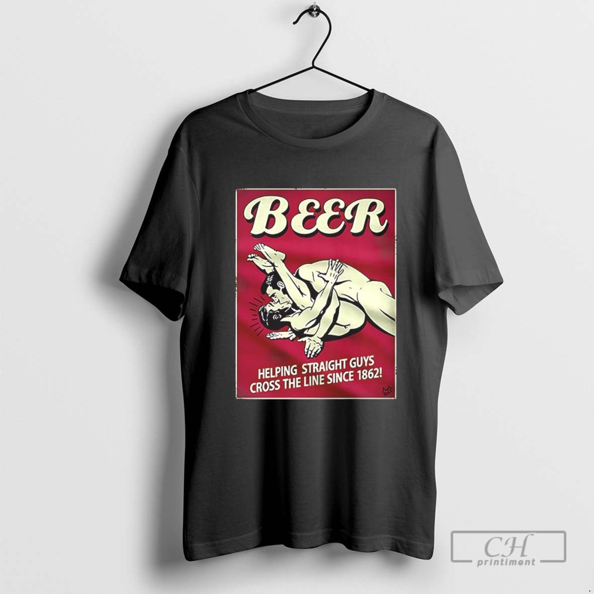Beer Helping Straight Guys Cross Line Since 1862 V Neck Tee Elegant