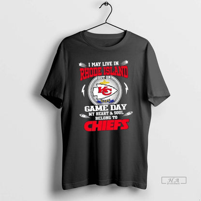 Best I May Live Rhode Island But Game Day My Heart And TShirt Premium