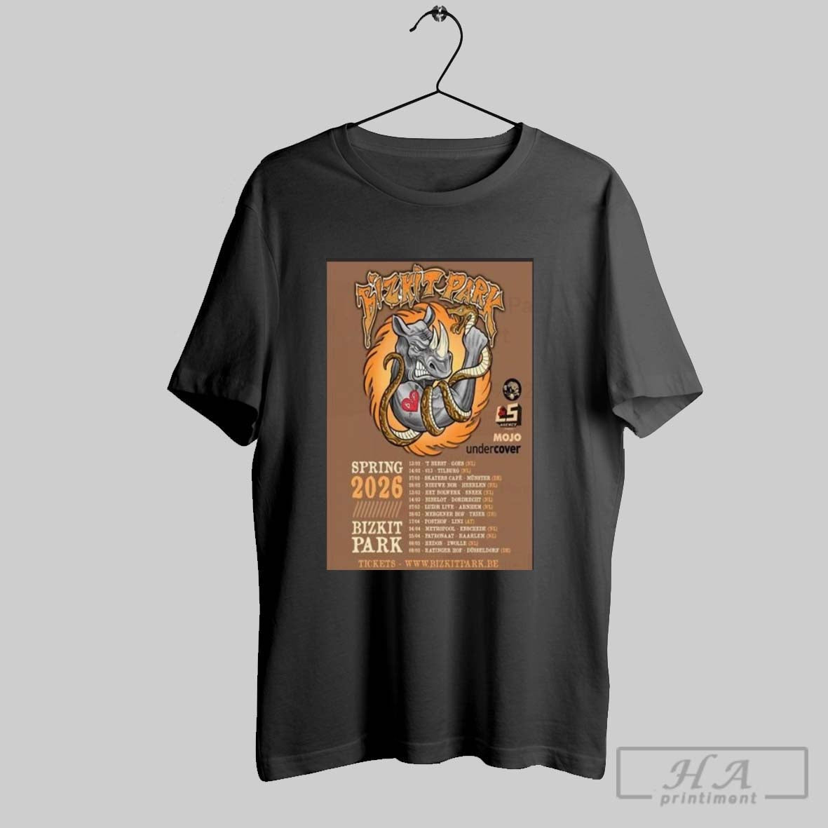Bizkit Park Spring Tour 2026 Poster Tee Modern Design