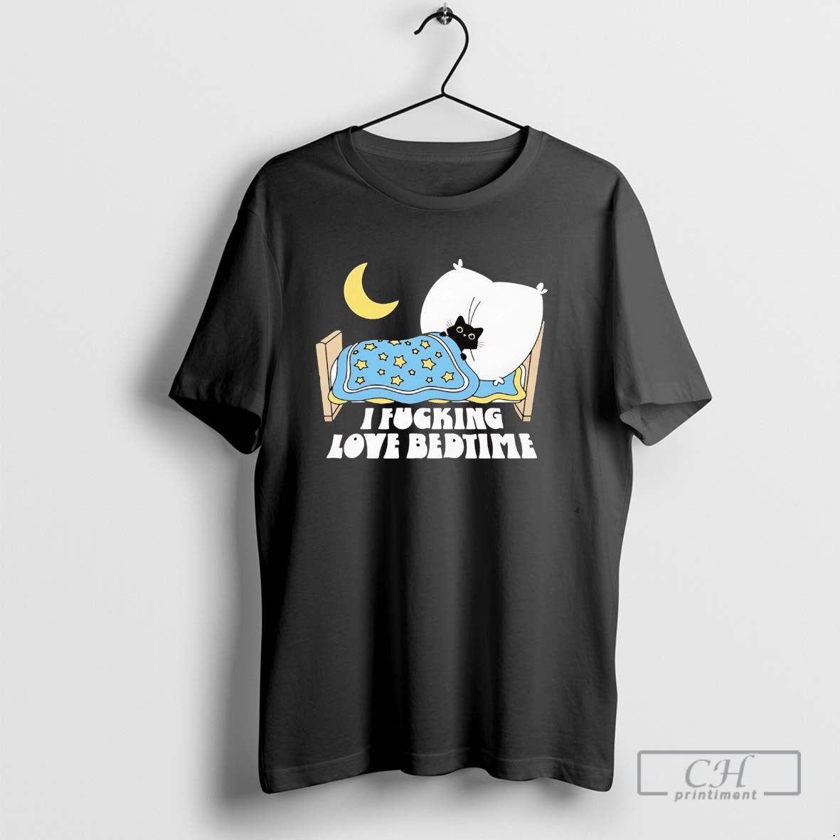 Black Cat I Fucking Love Bedtime TShirt Classic Design