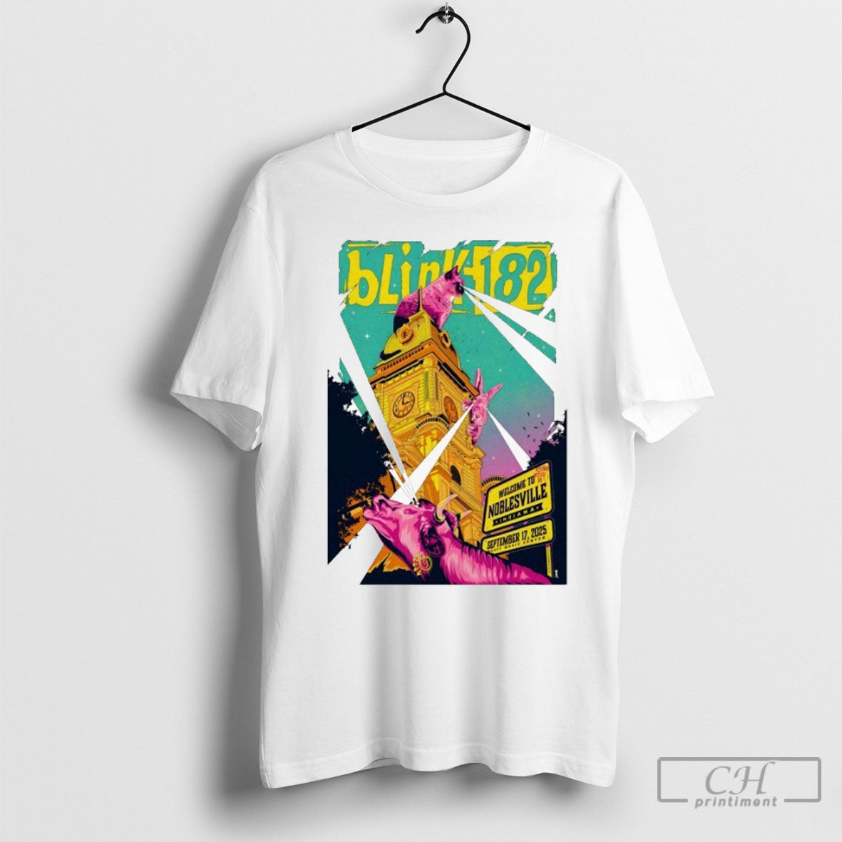 Blink 182 9 17 2025 Ruoff Music Center Noblesville Cat Shirt
