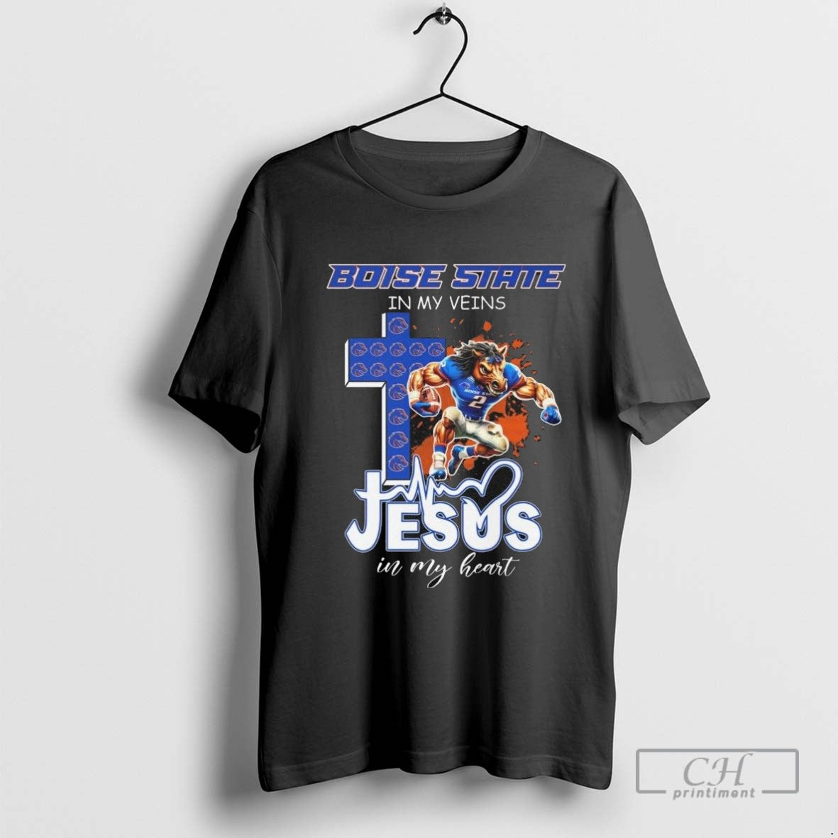 Boise State Broncos My Veins Jesus My Heart Mascot 2025 TShirt