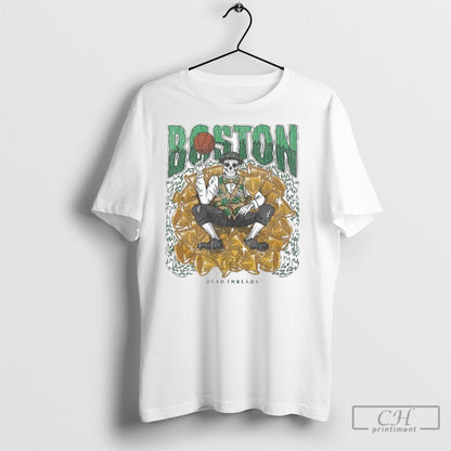 Boston Celtics Dead Threads Skeleton Trophy TShirt Authentic Merch
