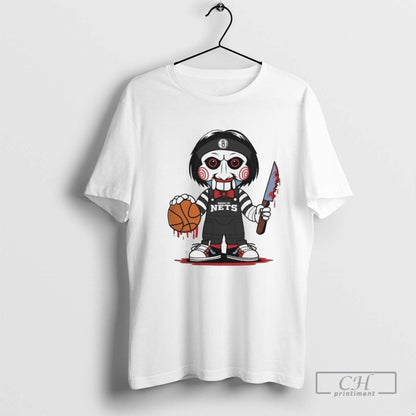 Brooklyn Nets Halloween Jigsaw Saw Horror Basketball Hoodie Stylish