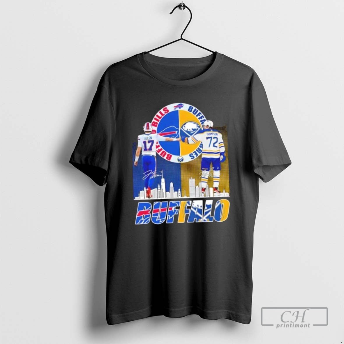 Buffalo Sports Allen Bills X Thompson Sabres Skyline T Shirts Tee