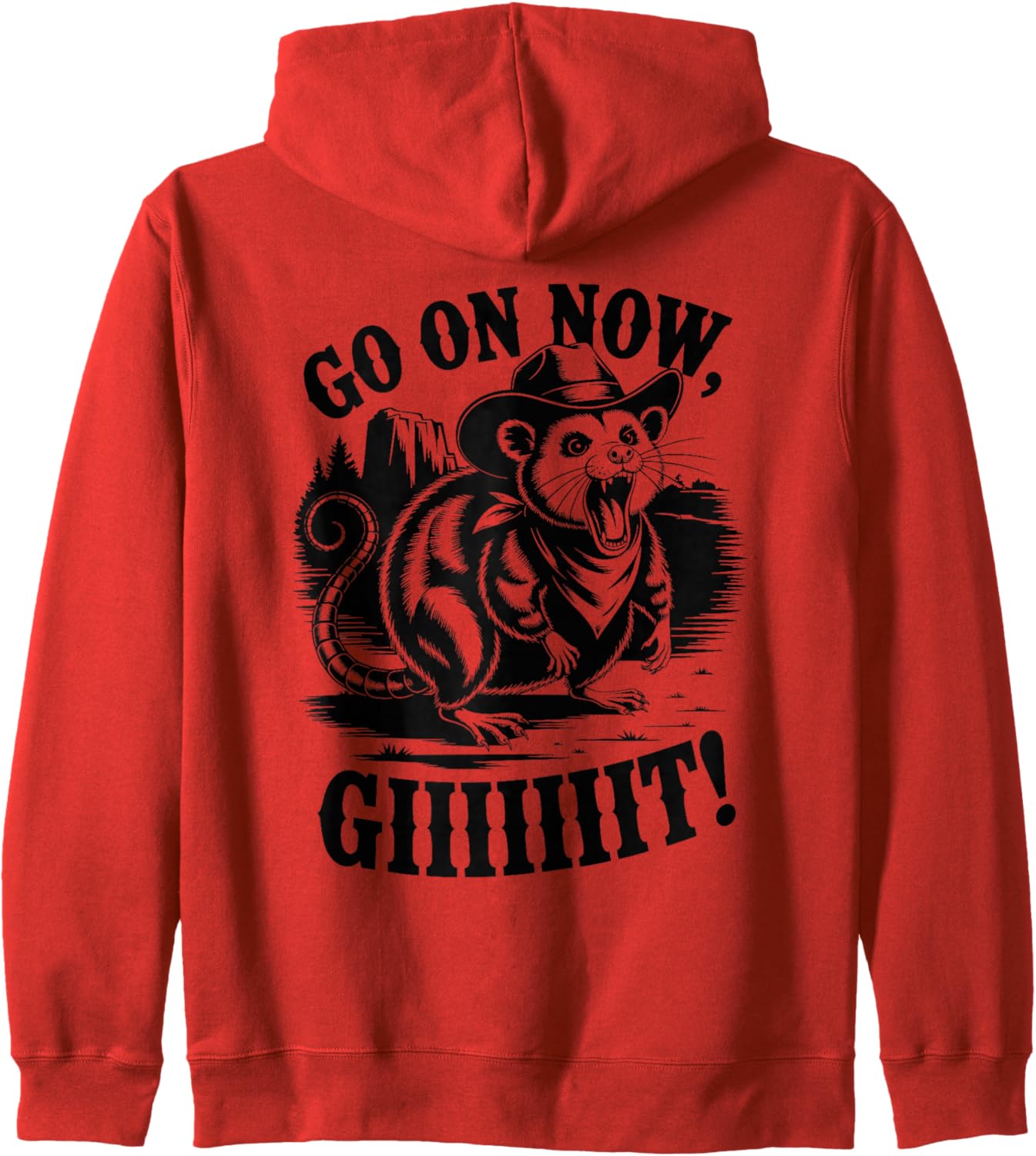 Go On Now Giiiit Cartoon Lemur Cowboy Western Humor Zip Hoodie