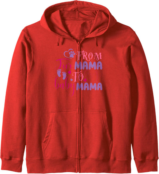 Children's Fur Mama To Baby Mama Fun Playful Age Appropreate Zip Hoodie
