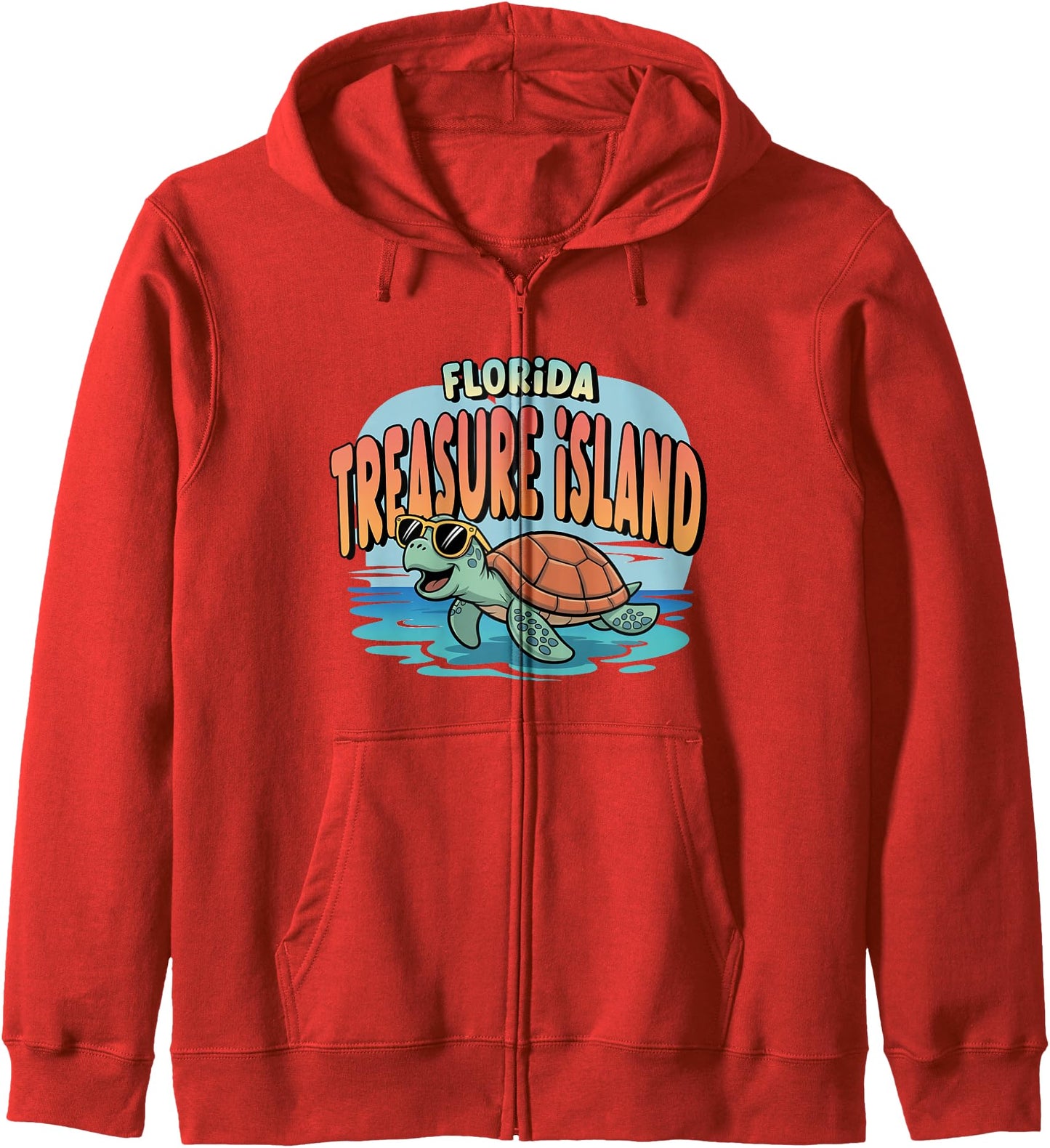 Treasure Island Florida FL Beach Cartoon Graphic Vacation Zip Hoodie