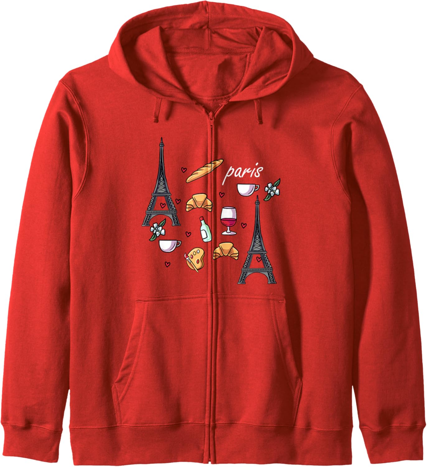 I Love Paris -Visit France Gift Men Women Kids-Eiffel Tower Zip Hoodie