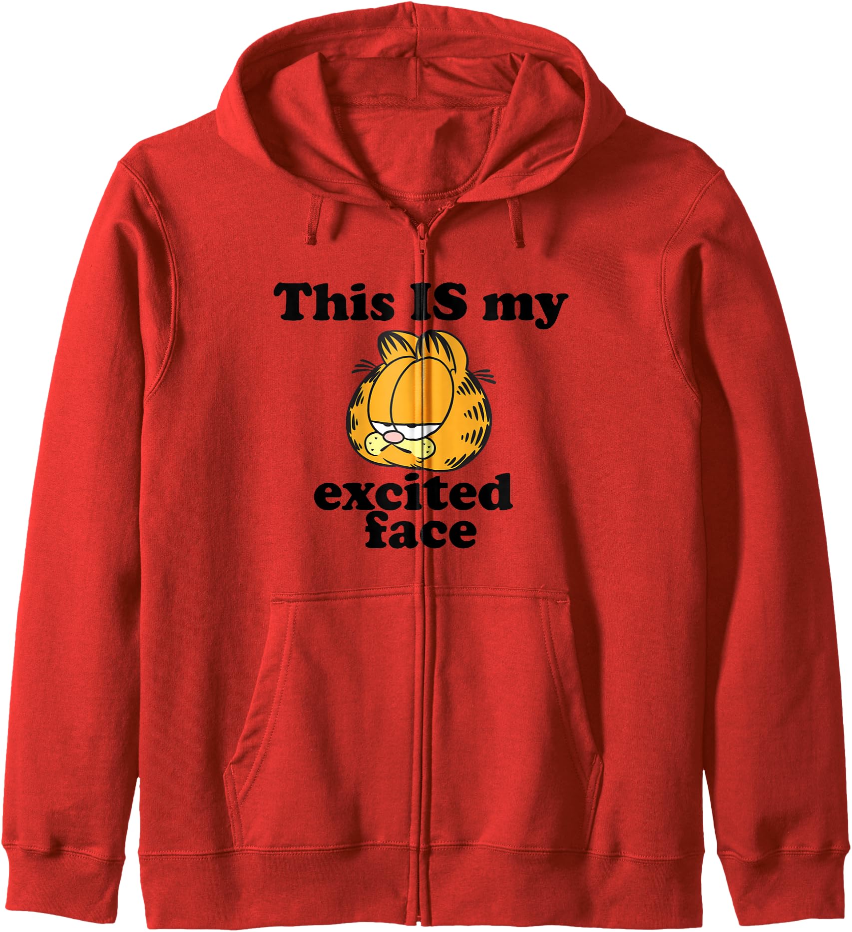 Garfield This Is My Excited Face Sarcastic Cartoon Cat Zip Hoodie