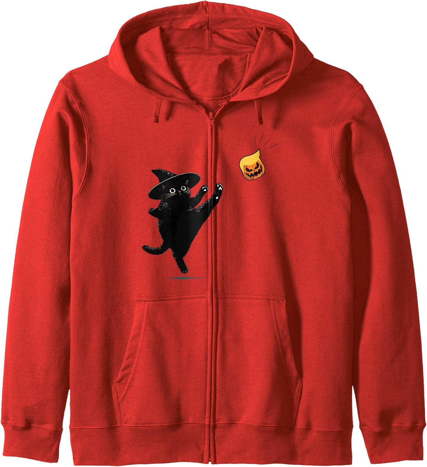 Black Cat Halloween Subtle Anti Trump Kitten Witchy Cat Mom Zip Hoodie