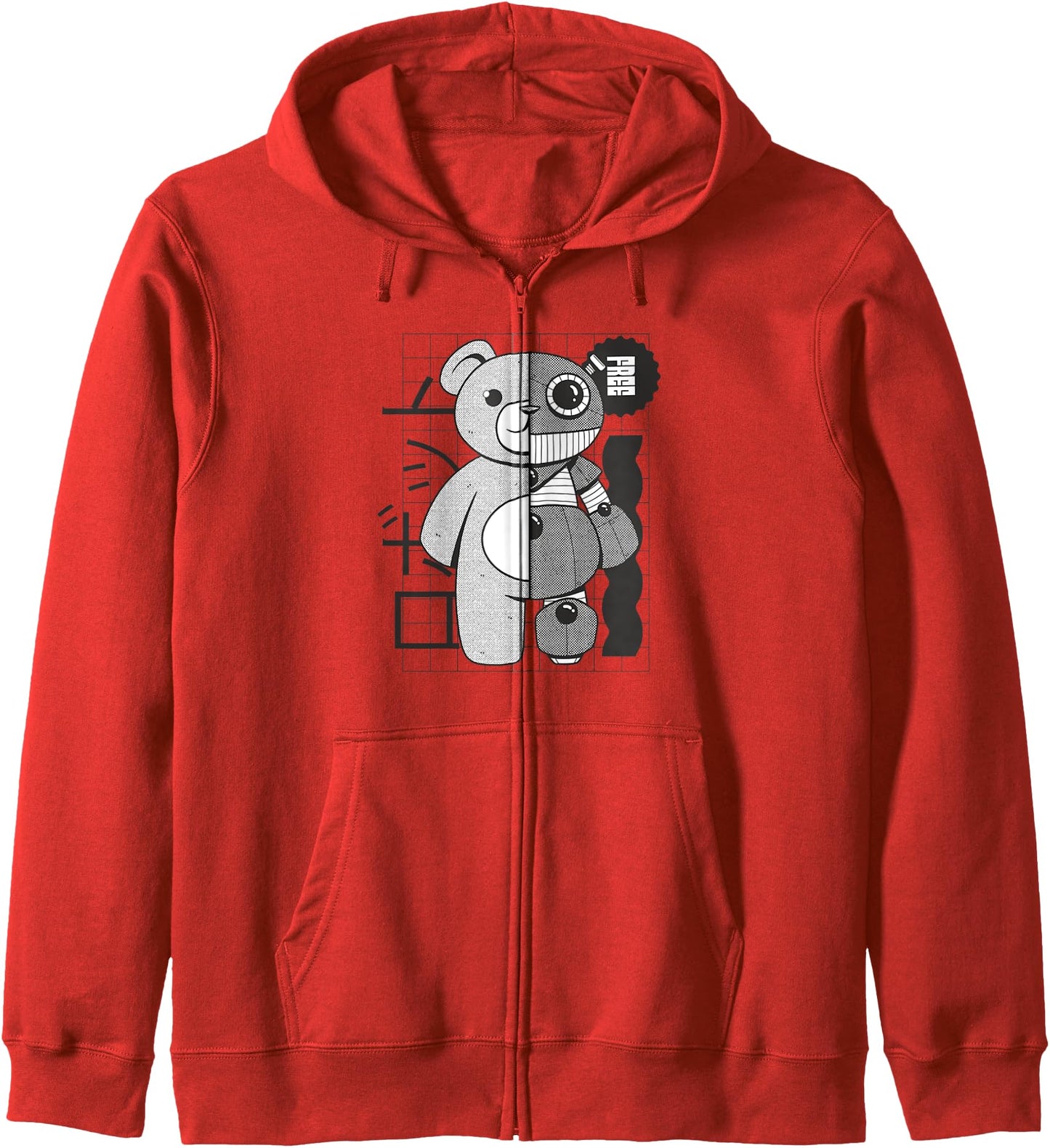 Futuristic Bear Aesthetic Japanese art Zip Hoodie