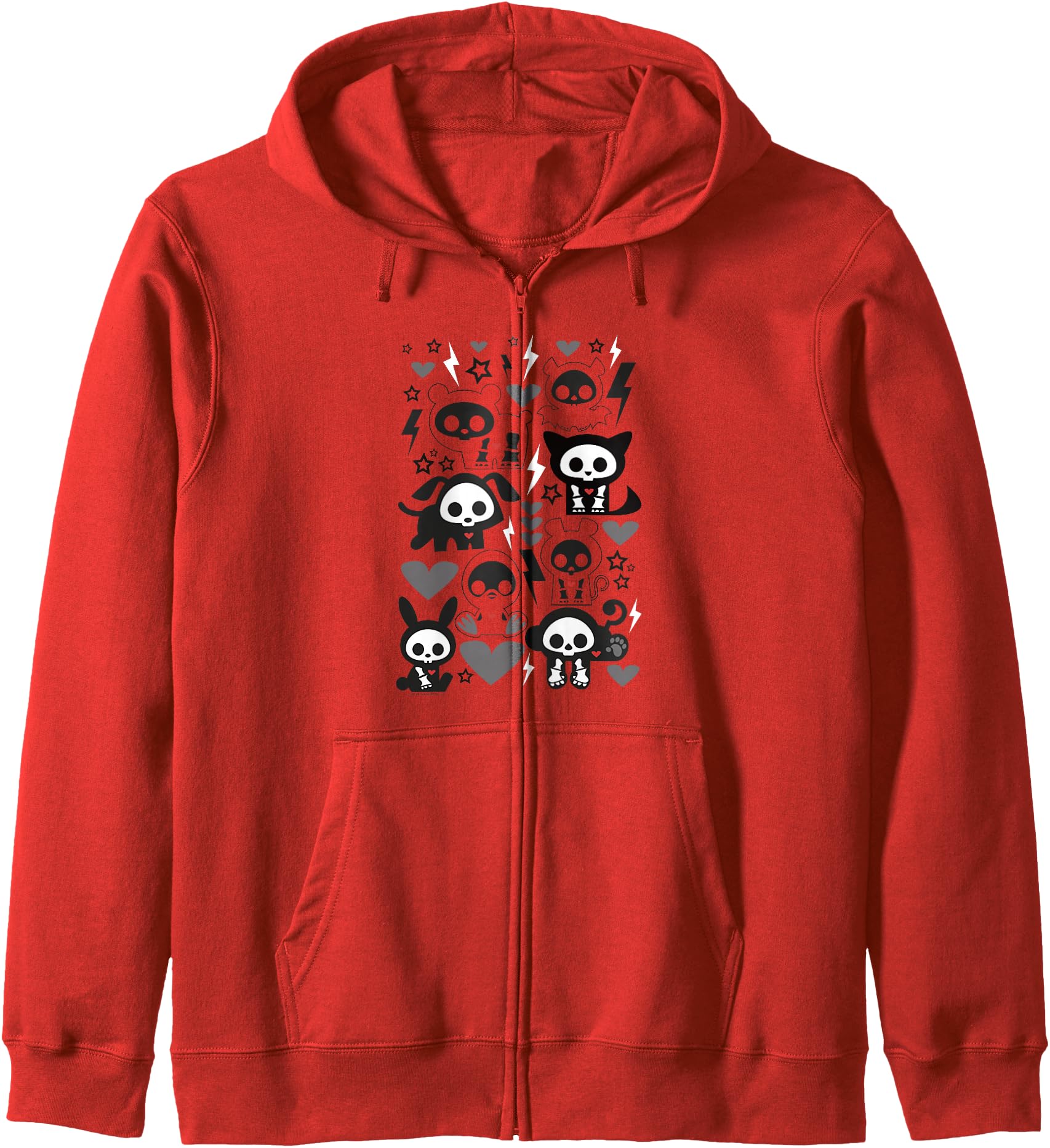 Skelanimals Retro Vintage Pop Art Lightning Heart Group Shot Zip Hoodie
