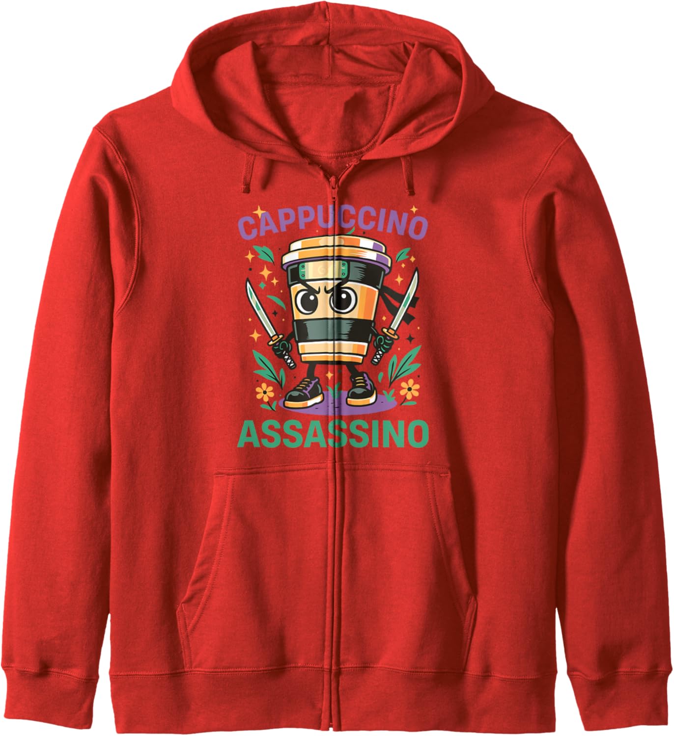 Cappuccino Assassino Kids Funny Brainrot AI Generated Meme Zip Hoodie