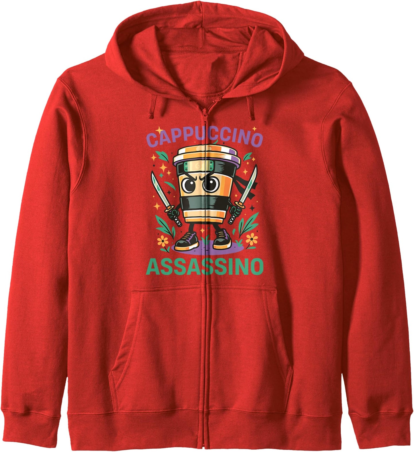 Cappuccino Assassino Funny Brainrot AI Generated Meme Zip Hoodie