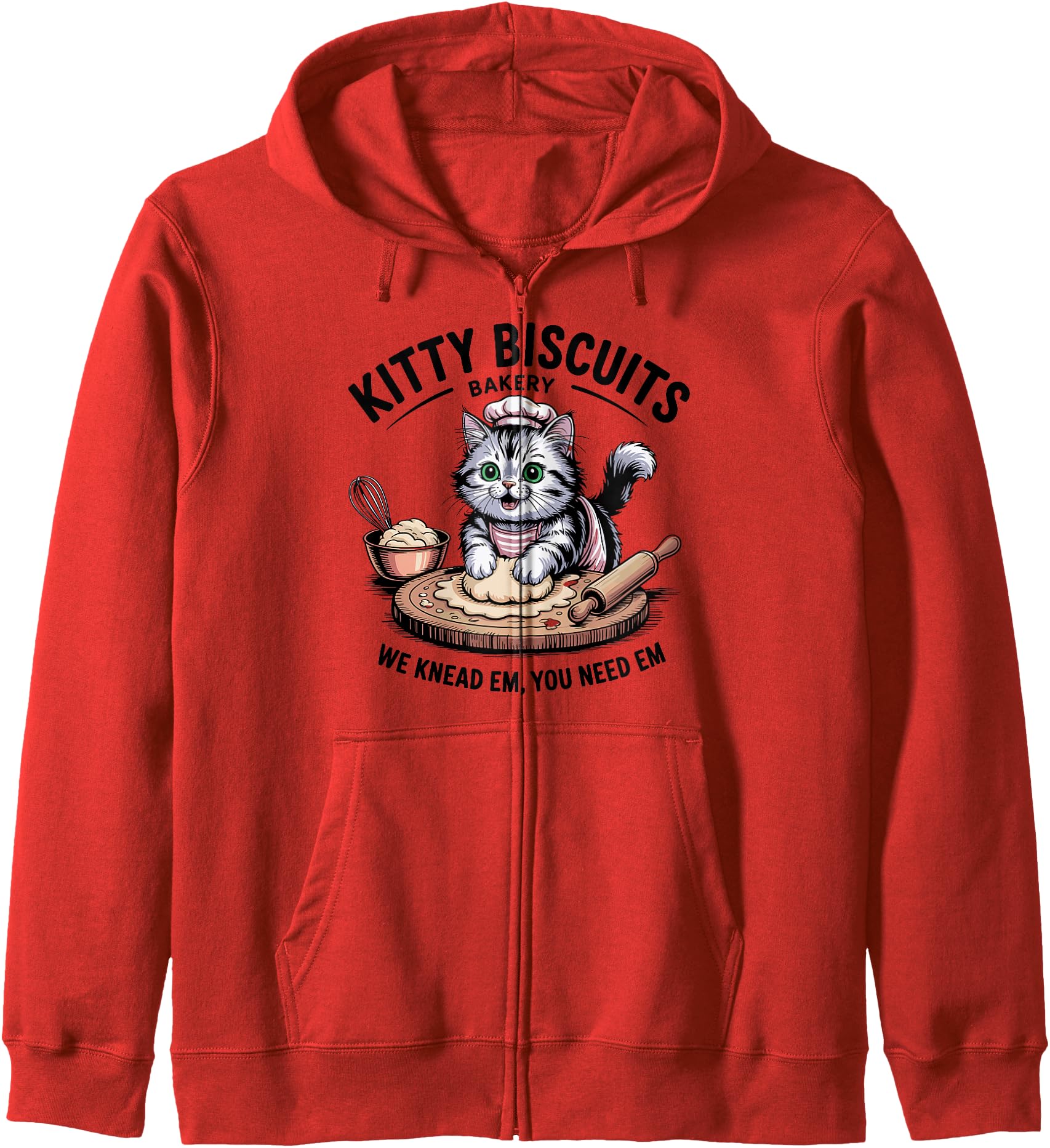 Kitty Biscuits Bakery We Knead Em You Need Em Womens Girls Zip Hoodie