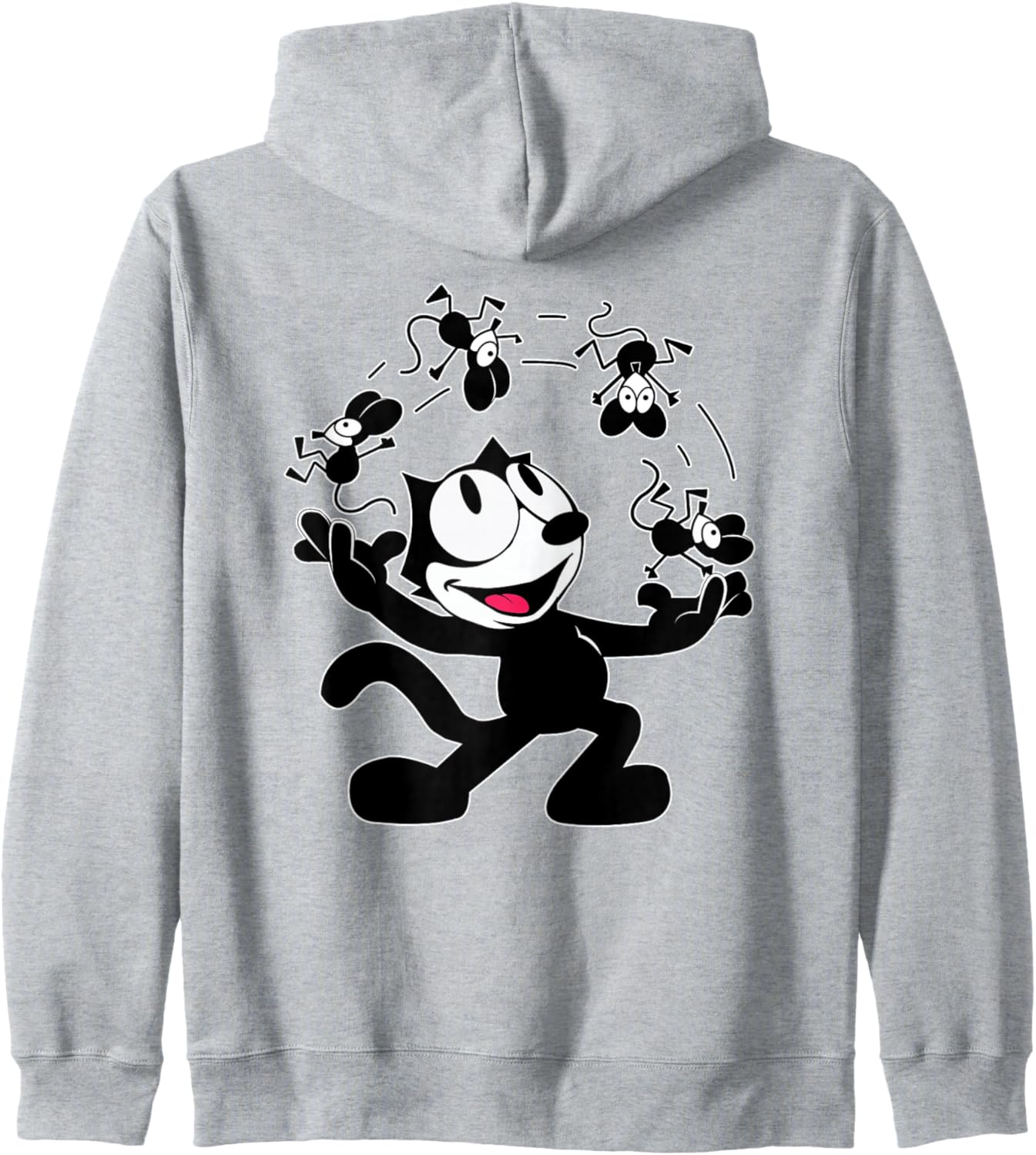 Felix Cat Juggling Mice Vintage Cartoon Retro Graphic Fun Zip Hoodie