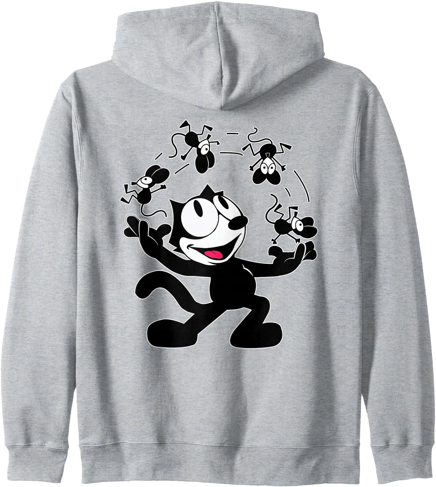 Felix Cat Juggling Mice Vintage Cartoon Retro Graphic Fun Zip Hoodie