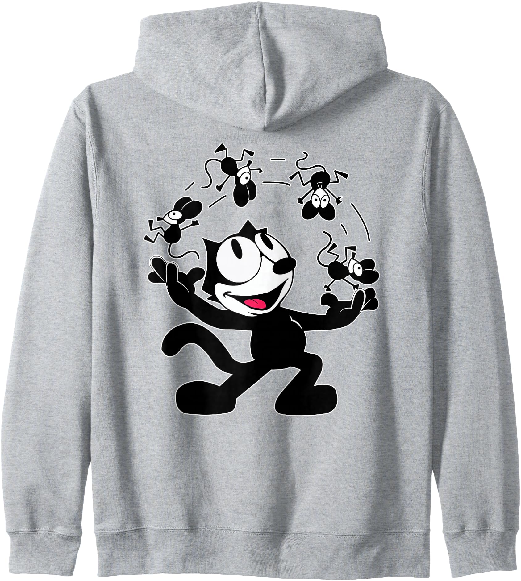 Felix Cat Juggling Mice Vintage Cartoon Retro Graphic Fun Zip Hoodie