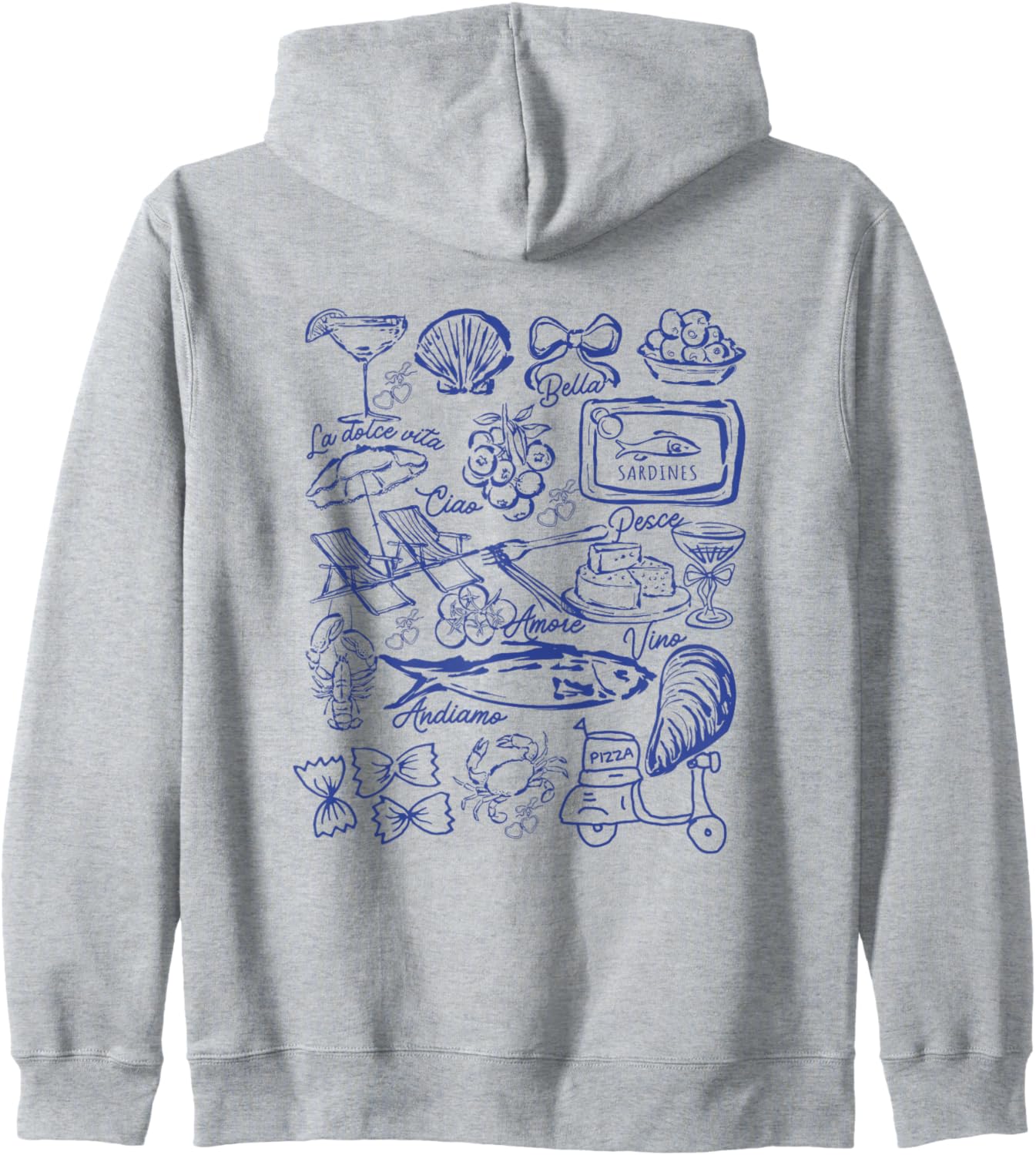Italian summer clean girl sardines fisherman aesthetic Zip Hoodie