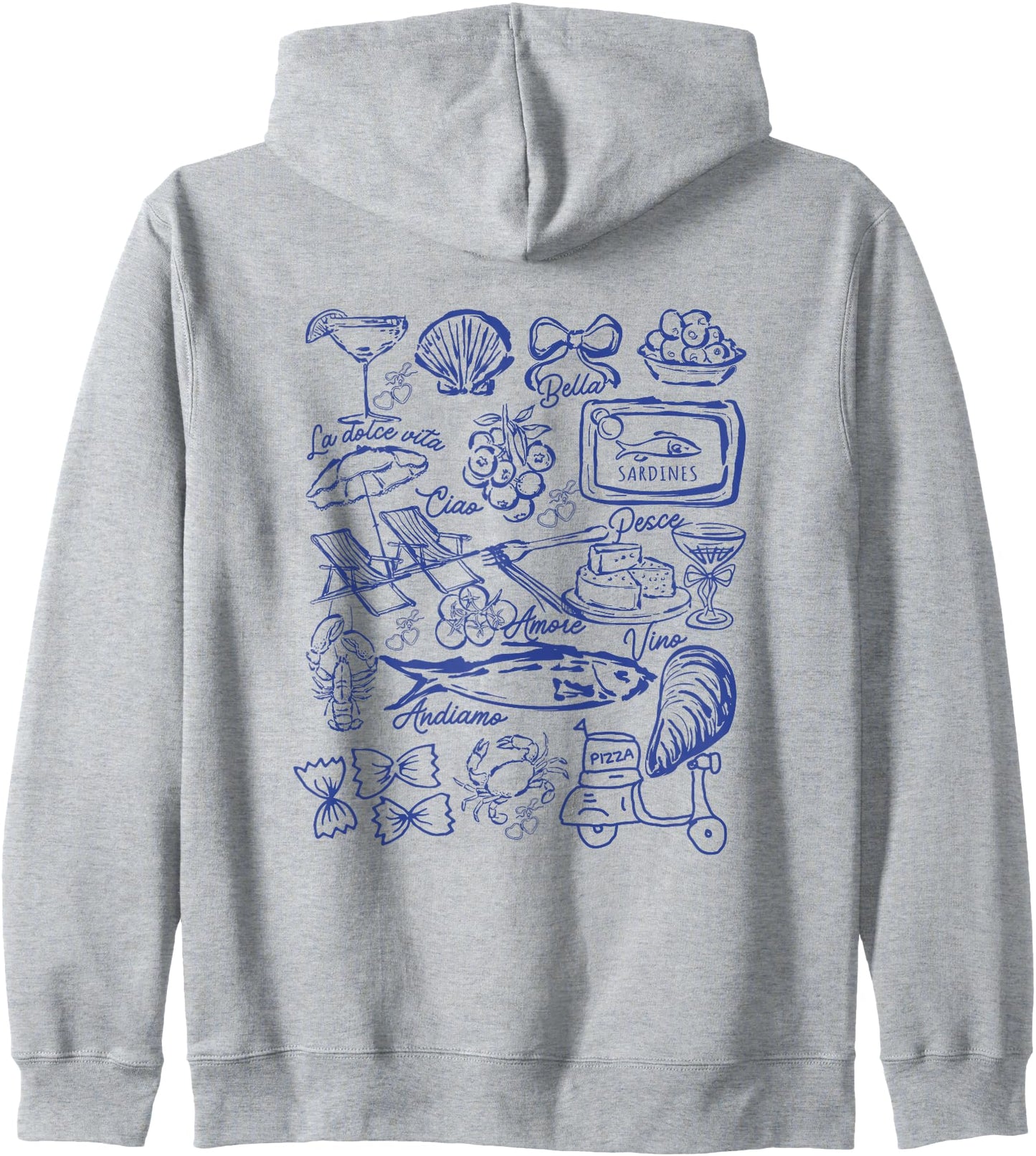 Italian summer clean girl sardines fisherman aesthetic Zip Hoodie