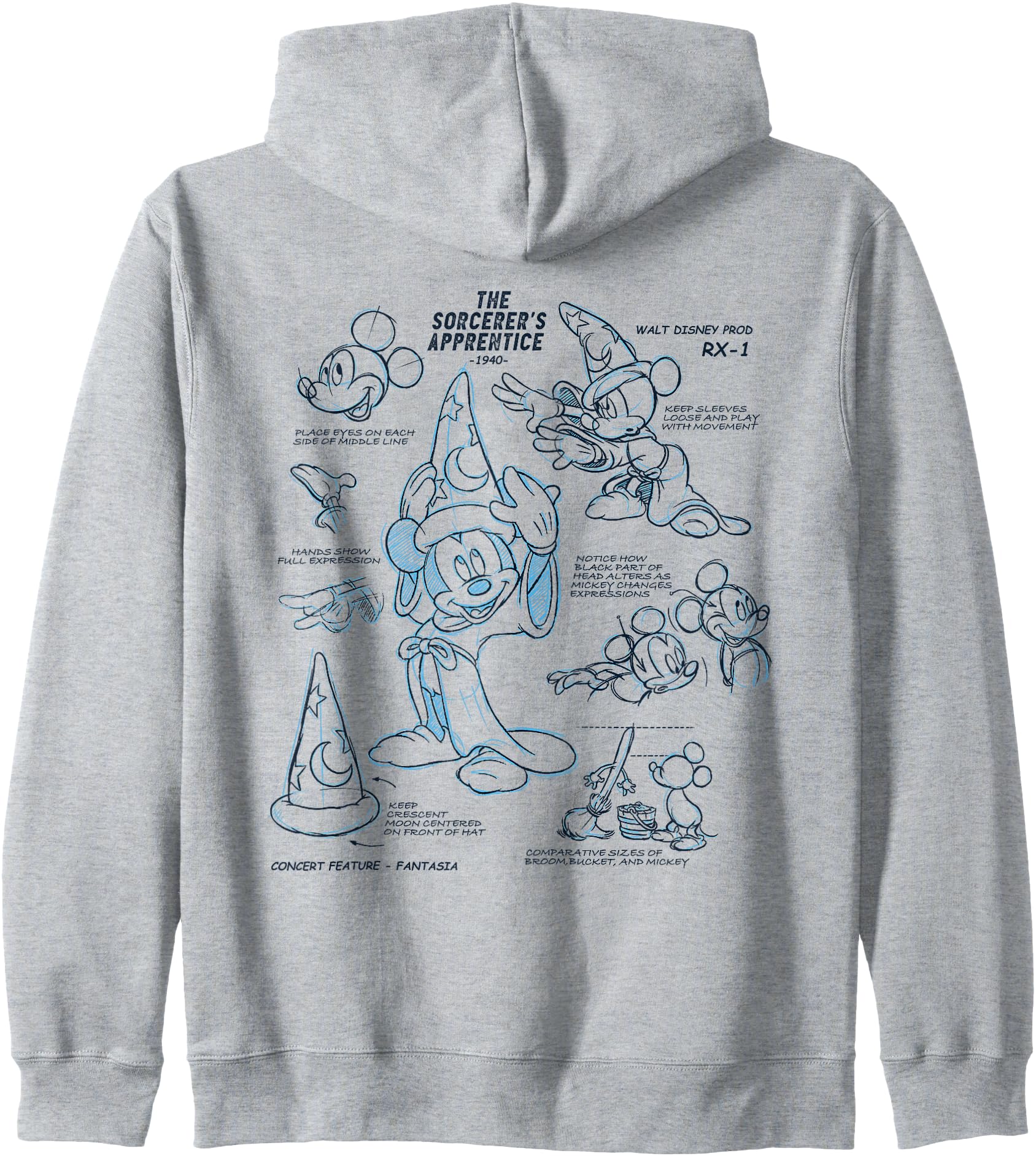 Disney Ink and Paint Sorcerer Mickey Mouse Model Sheet 1940 Zip Hoodie