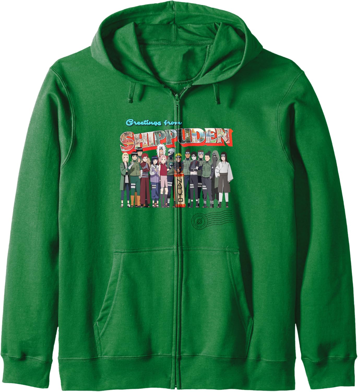 Naruto Shippuden Greetings Hidden Leaf Destination Anime Zip Hoodie