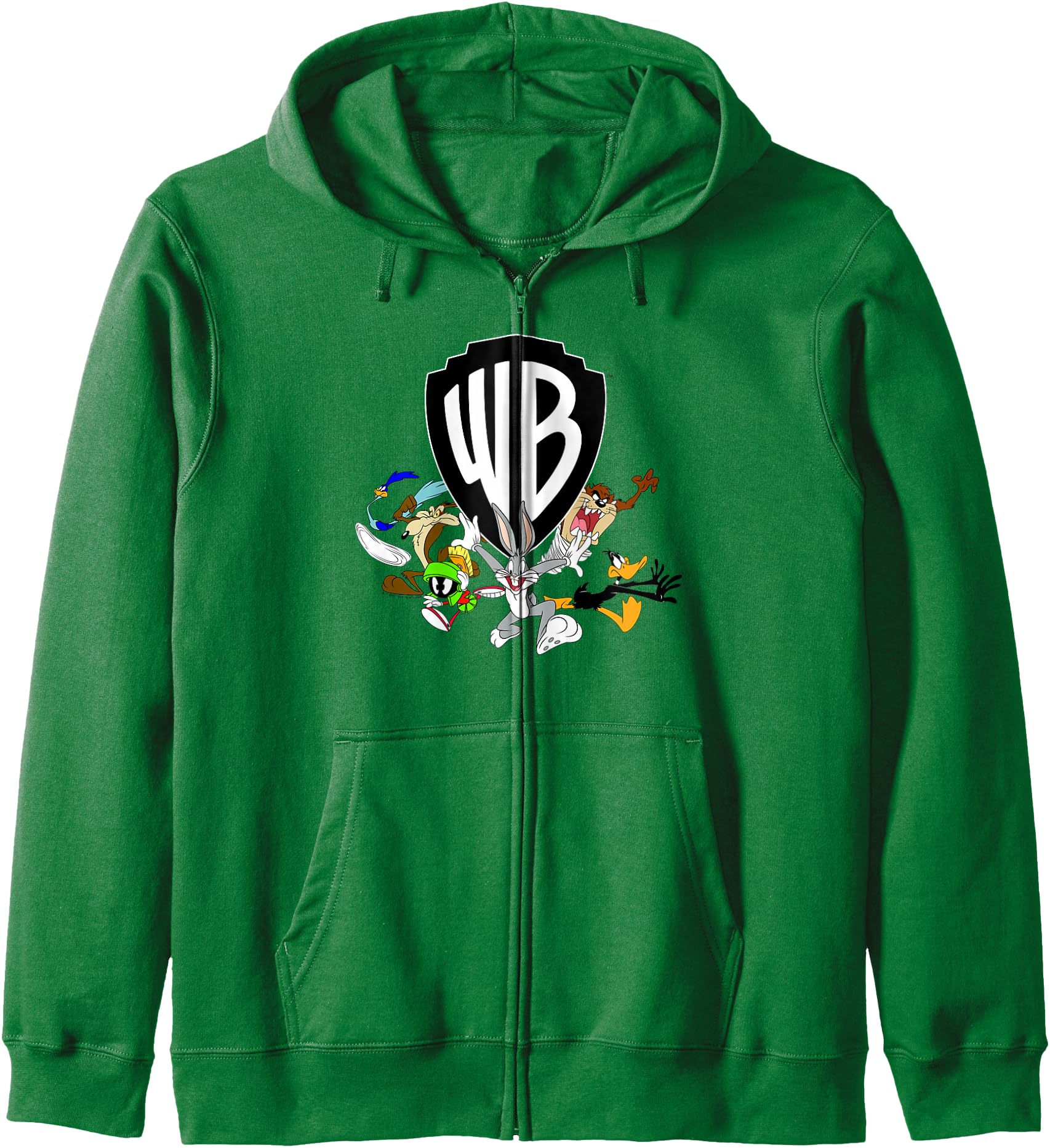 WB100 Looney Tunes Retro Scatter Warner Bros. Group Logo Zip Hoodie