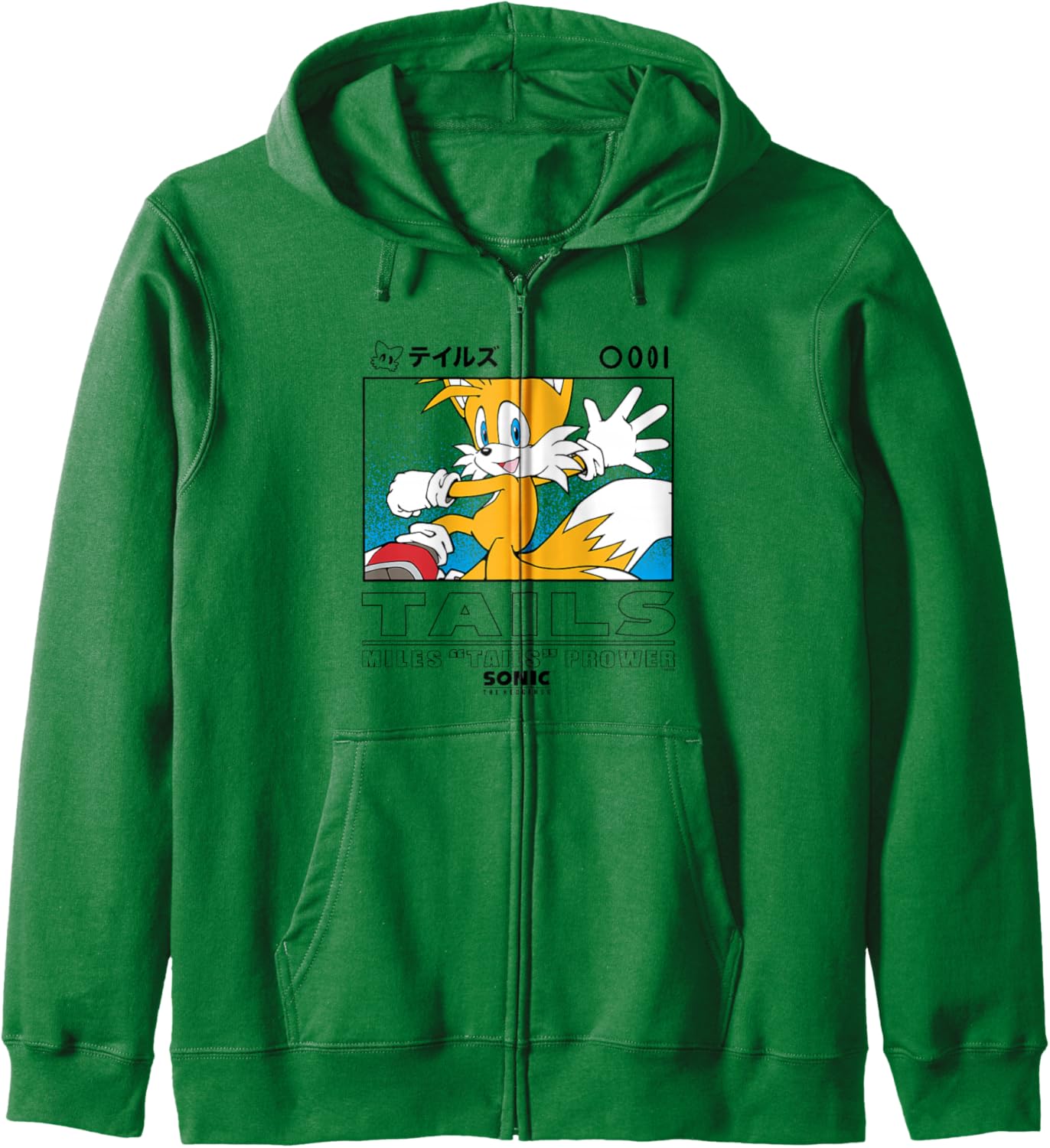 Sonic The Hedgehog Miles Tails Prower Kanji Portrait Zip Hoodie