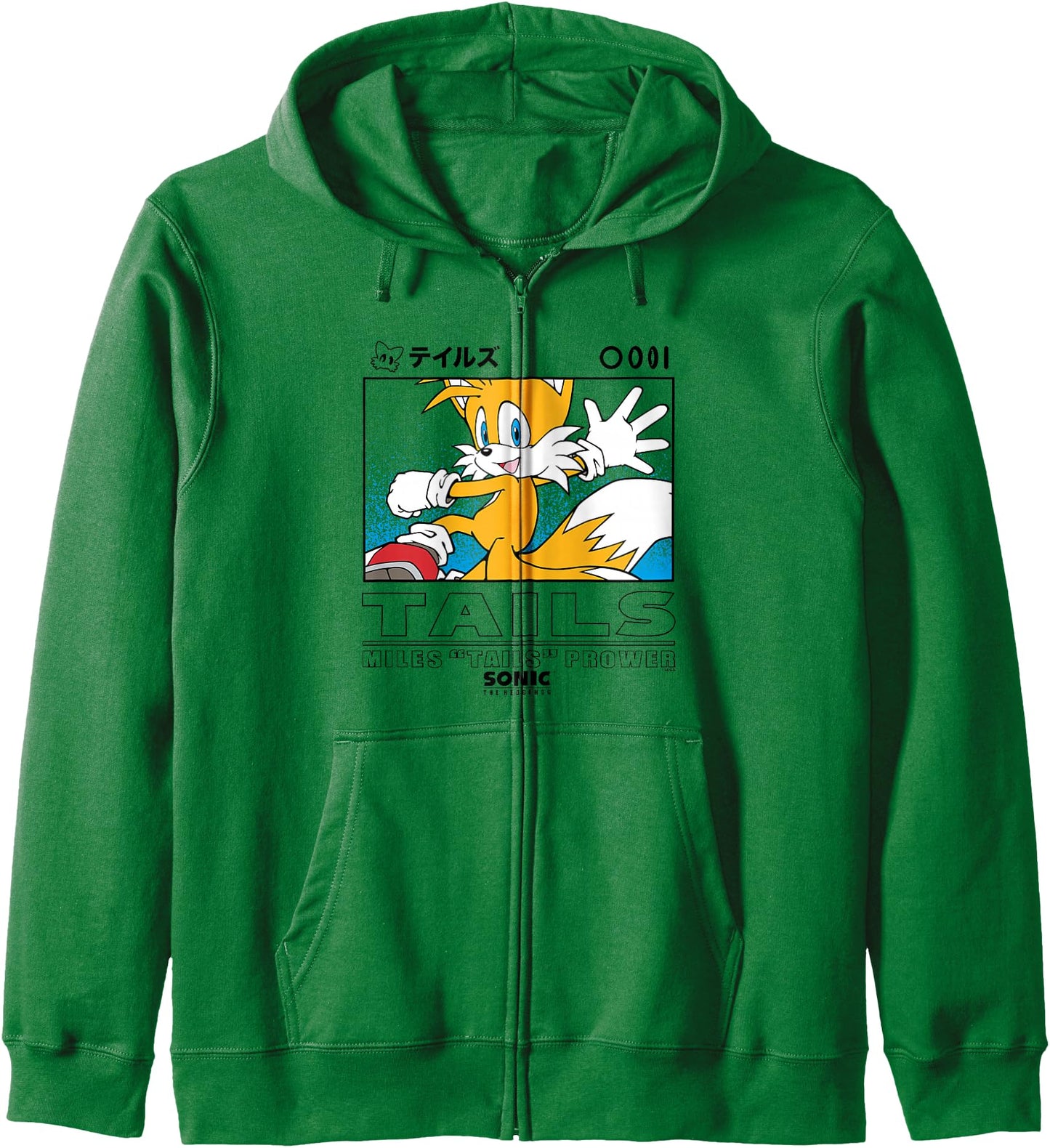 Sonic The Hedgehog Miles Tails Prower Kanji Portrait Zip Hoodie