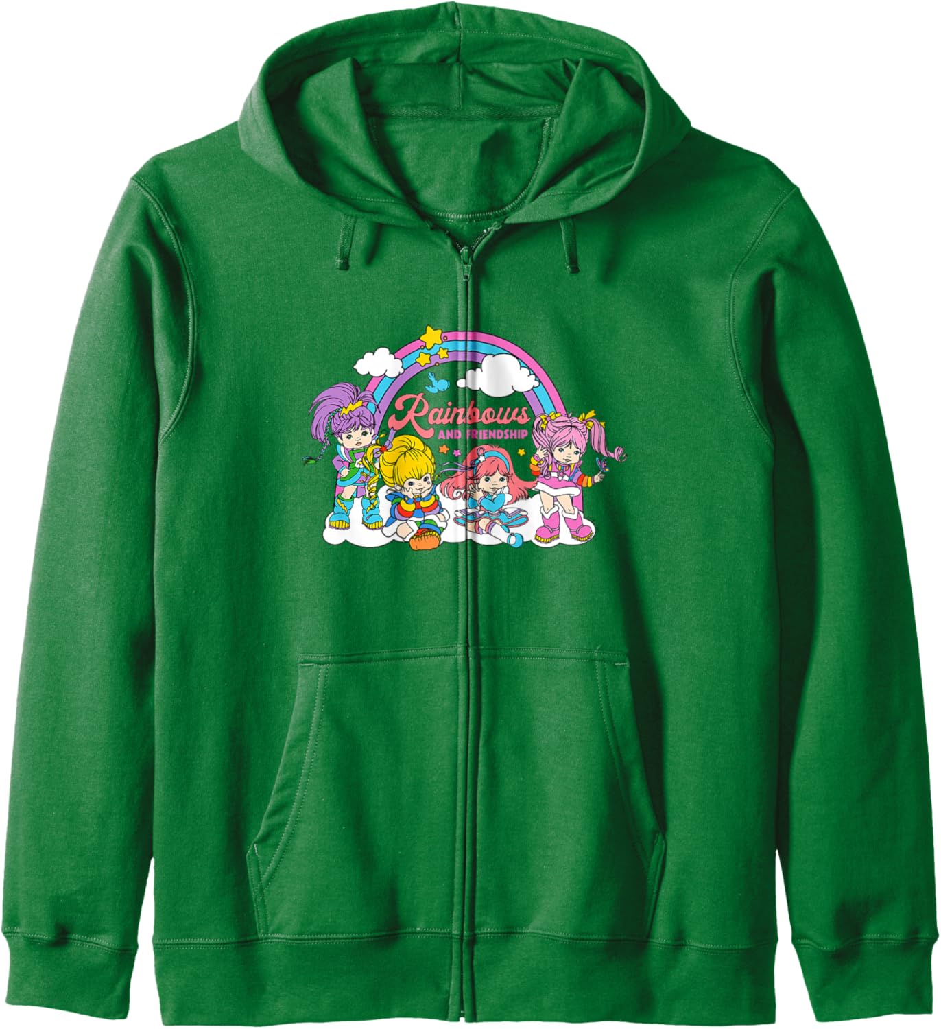 Rainbow Brite Cute Rainbows And Friendship Big Chest Logo Zip Hoodie