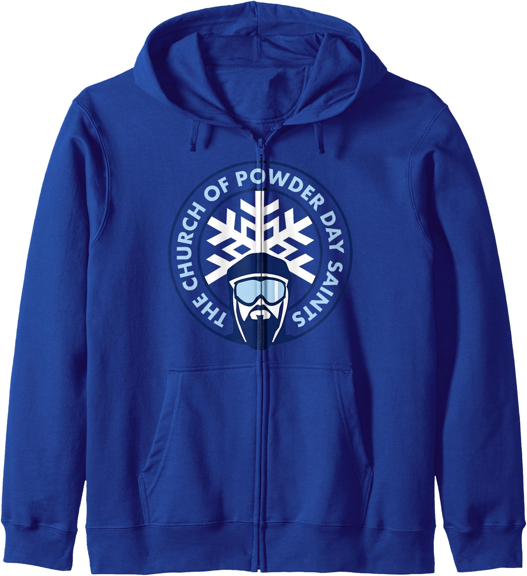 Church of Powder Day Saints Royal Emblem Skiing Shirt Zip Hoodie
