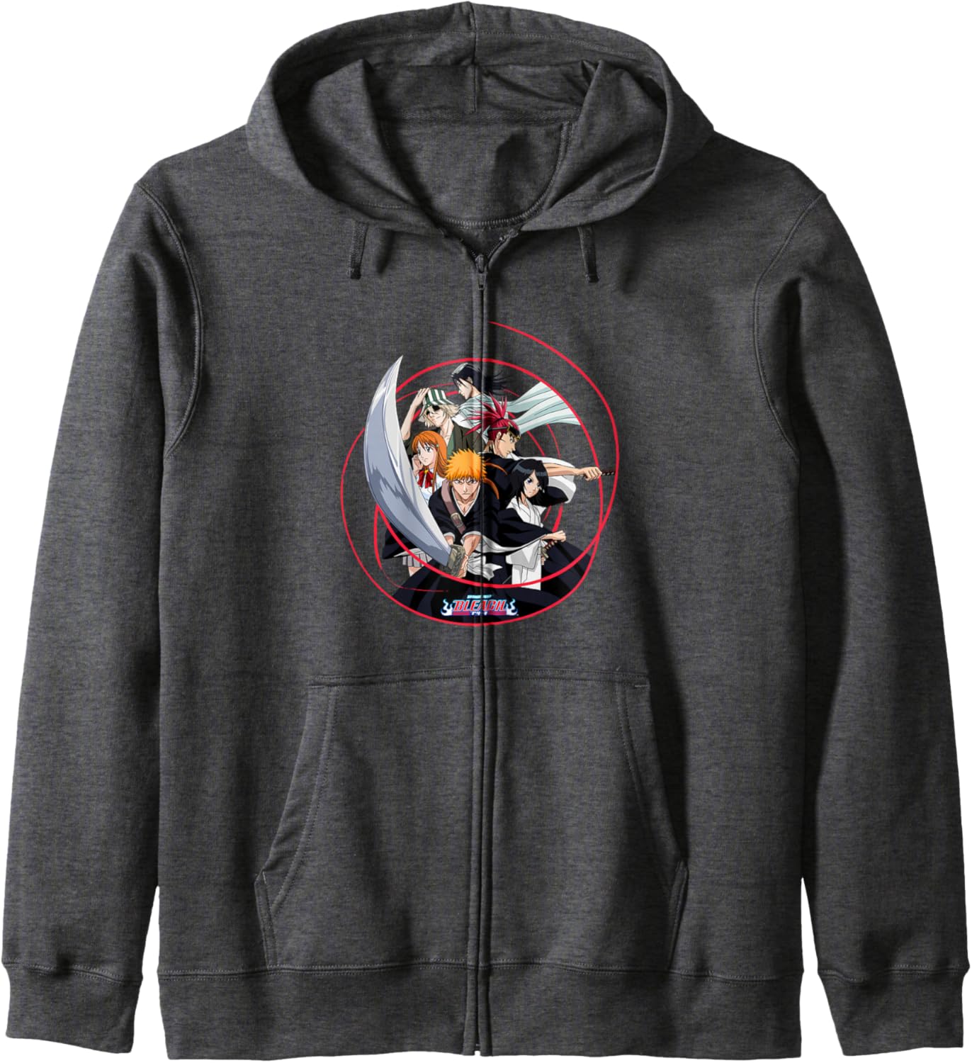 Bleach Ichigo and Cast with Sword and Swirl Anime Hoodie