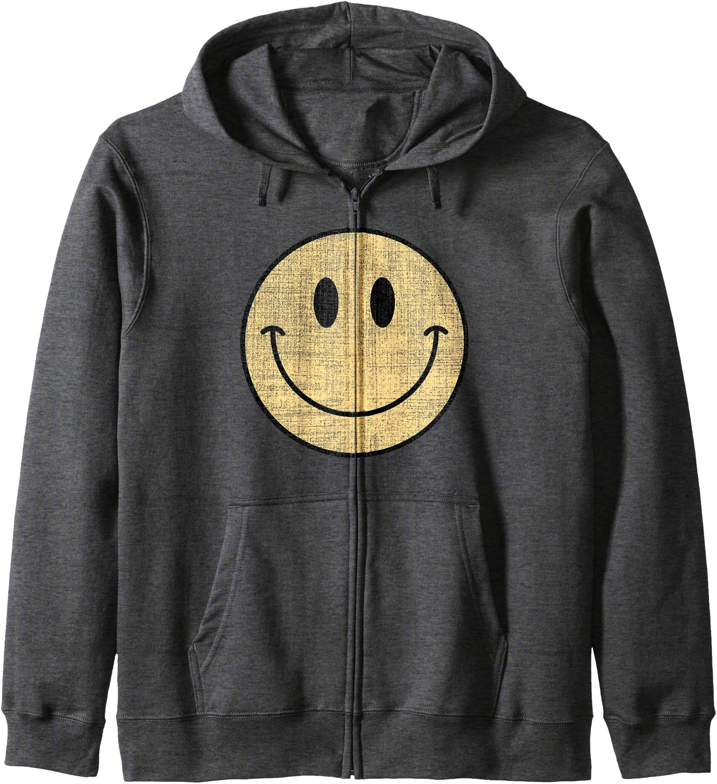 Vintage Smile Face 70's Vibe Yellow Smile Zip Hoodie