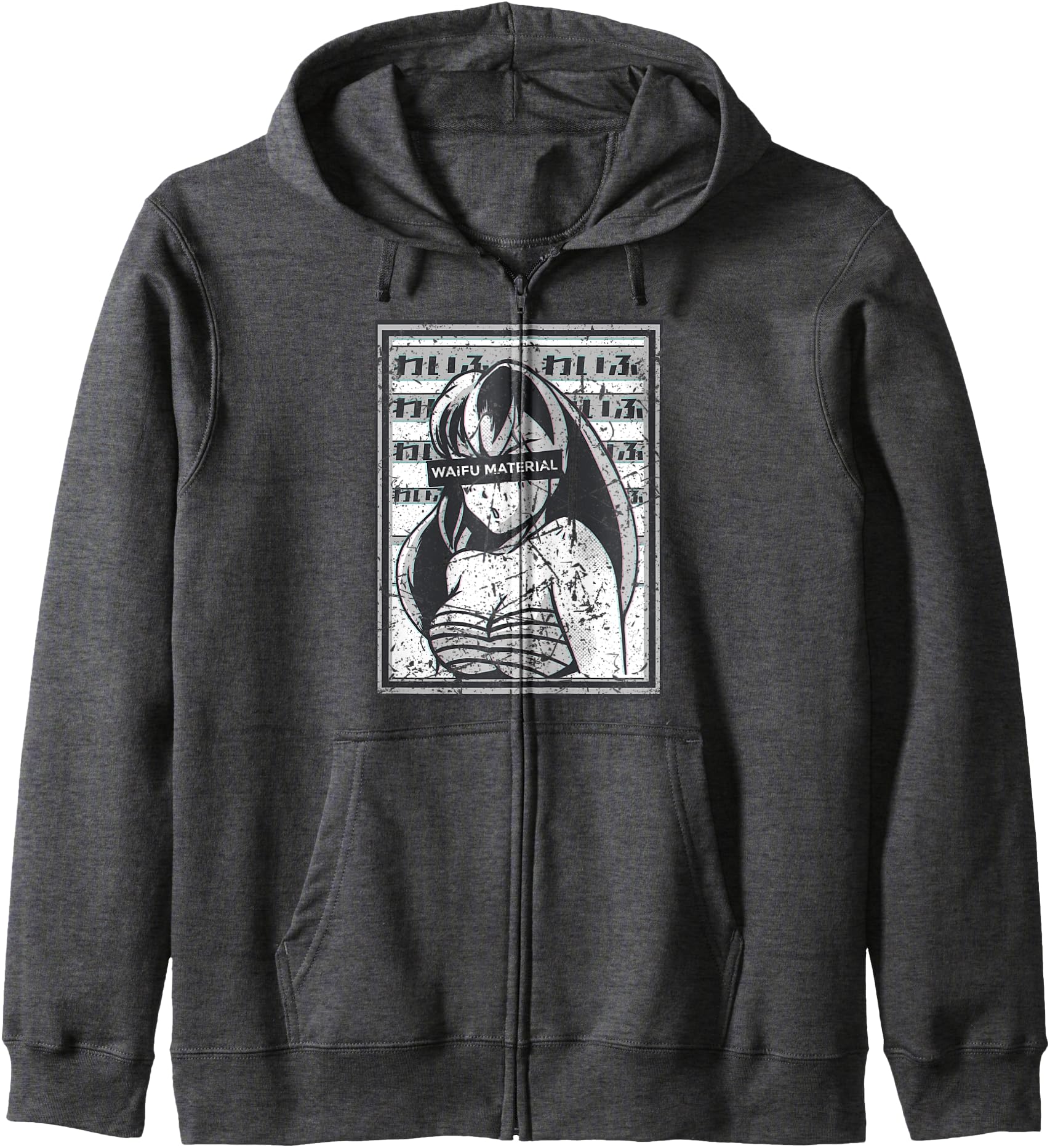 Waifu Material Anime Teen Girl Vintage Japanese Waifu Zip Hoodie