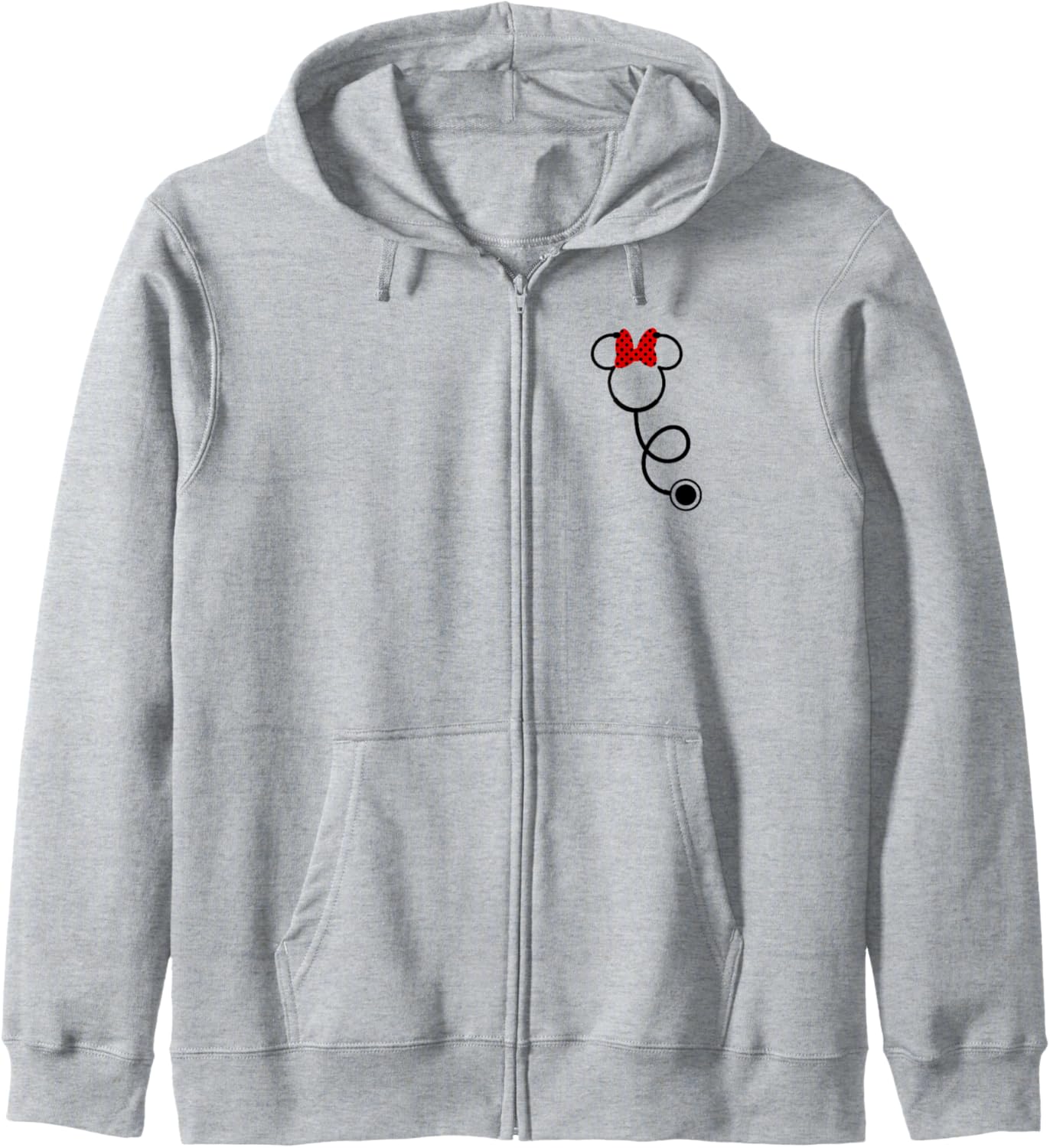 Disney Minnie Mouse Minnie Face Stethoscope Pocket Logo Zip Hoodie