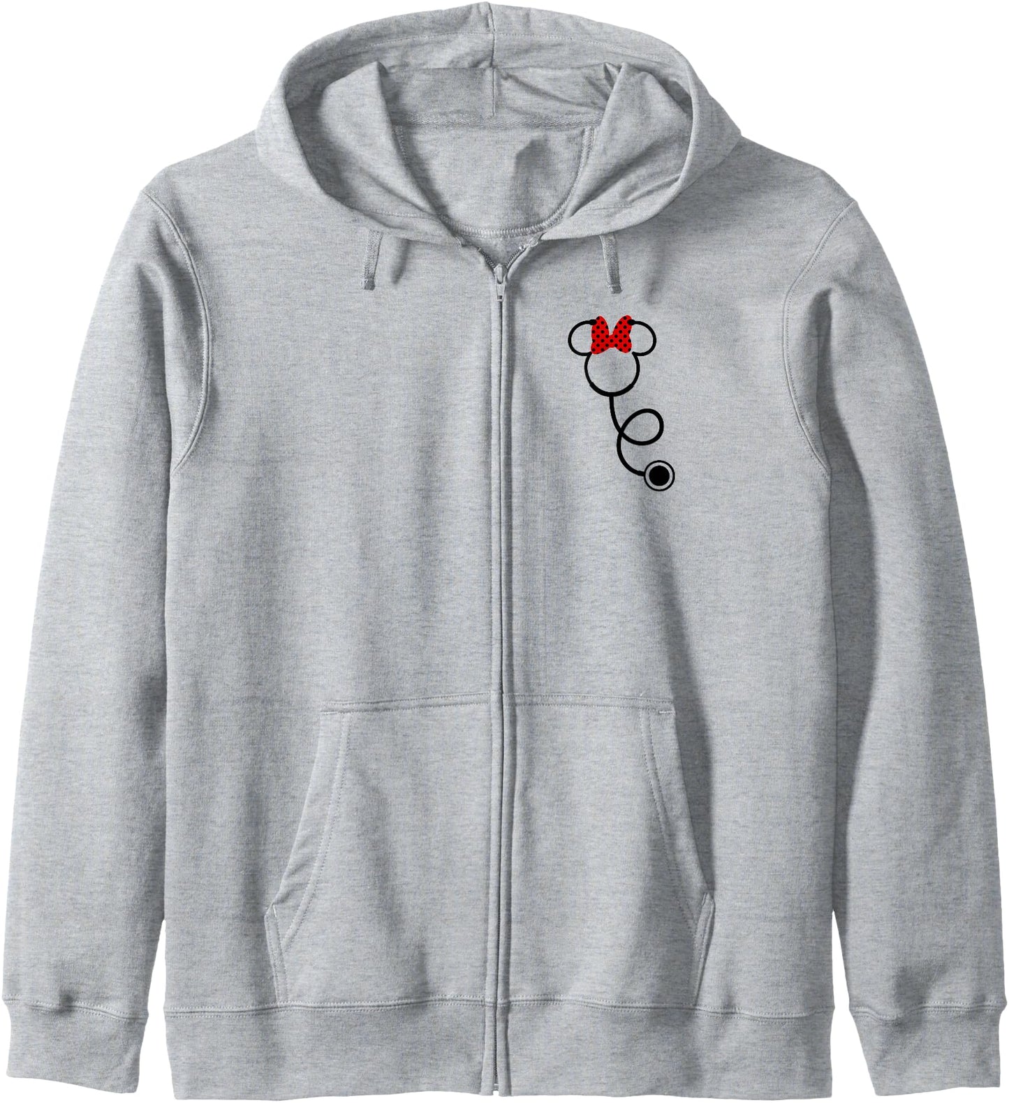 Disney Minnie Mouse Minnie Face Stethoscope Pocket Logo Zip Hoodie