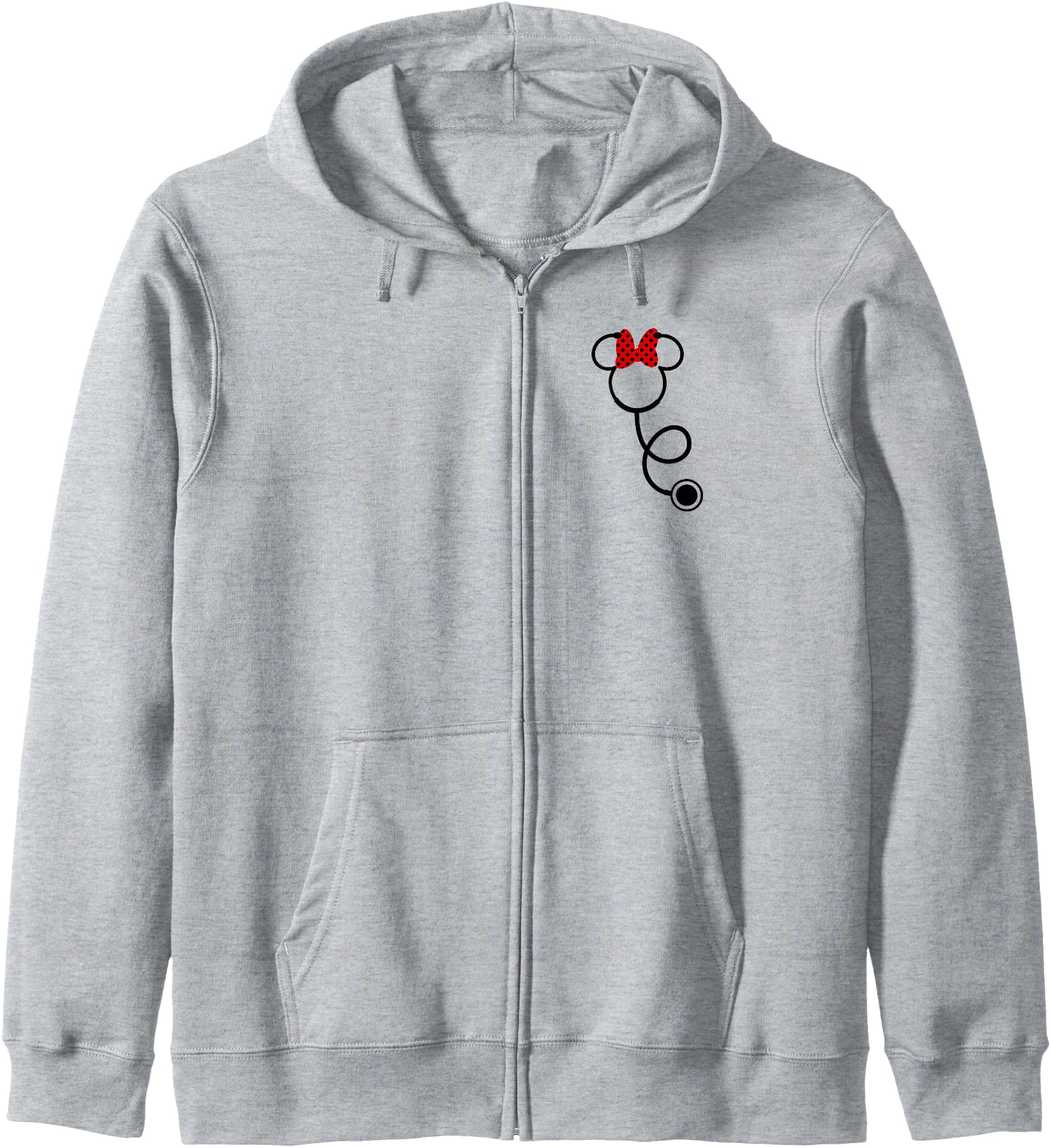 Disney Minnie Mouse Minnie Face Stethoscope Pocket Logo Zip Hoodie