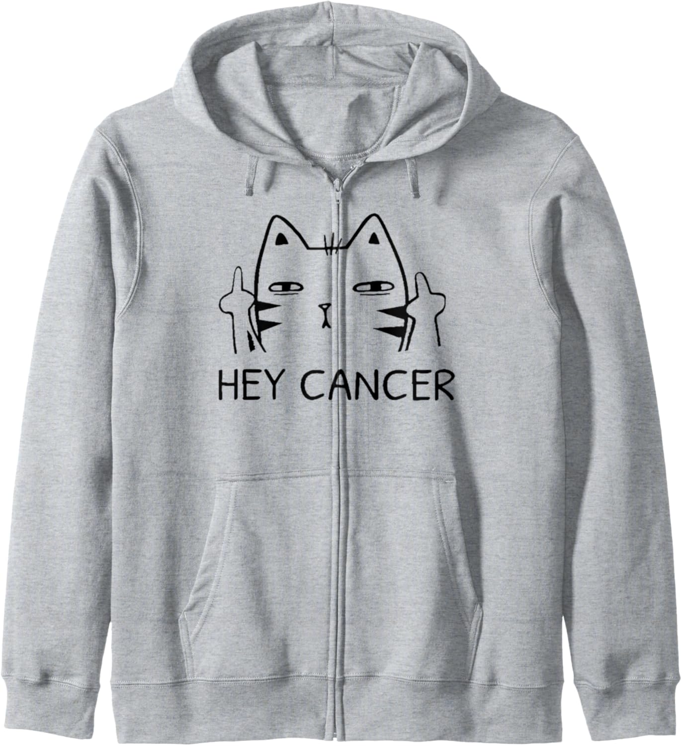 Hey Cancer F Funny Cat Middle Finger Zip Hoodie