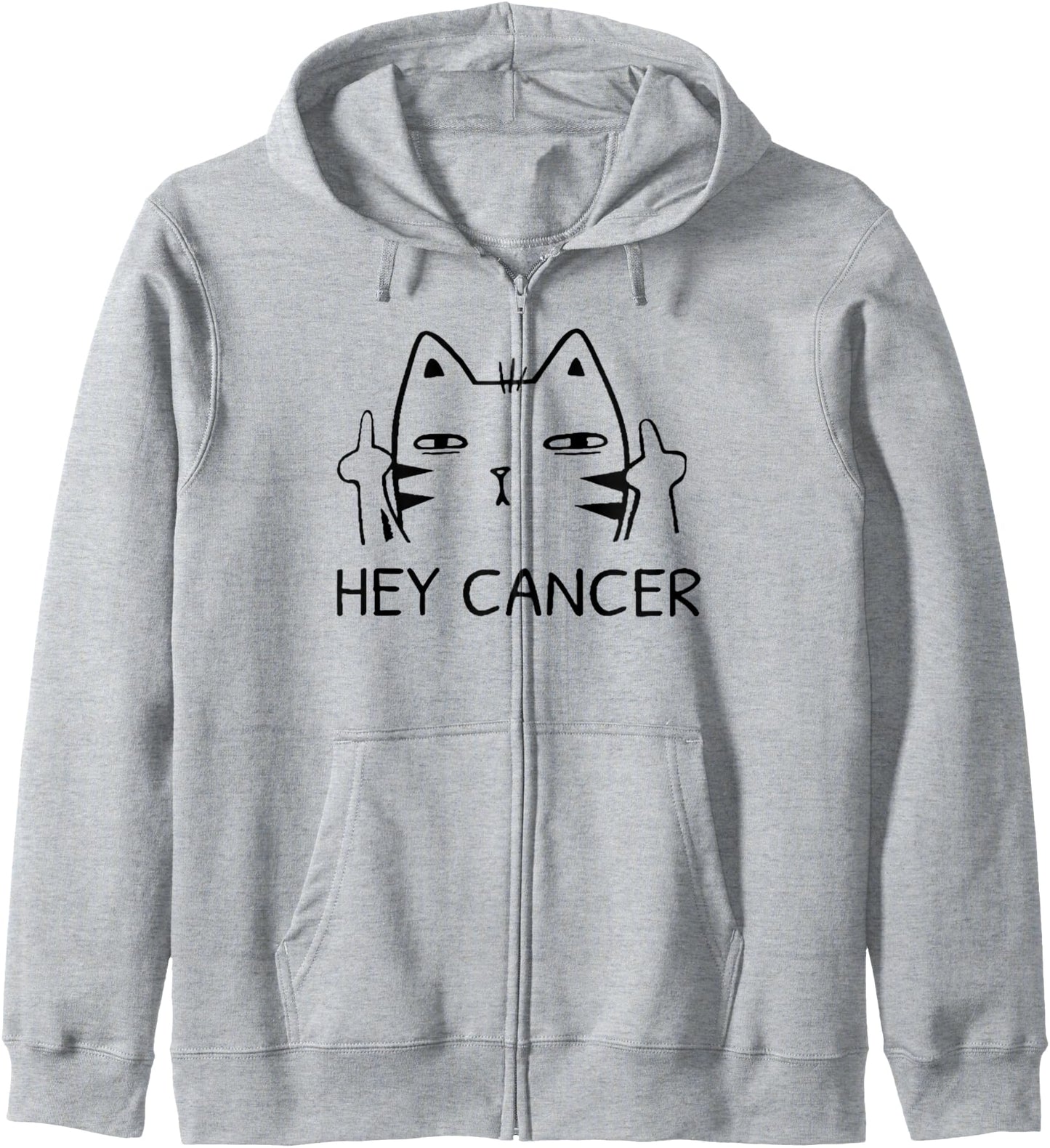 Hey Cancer F Funny Cat Middle Finger Zip Hoodie