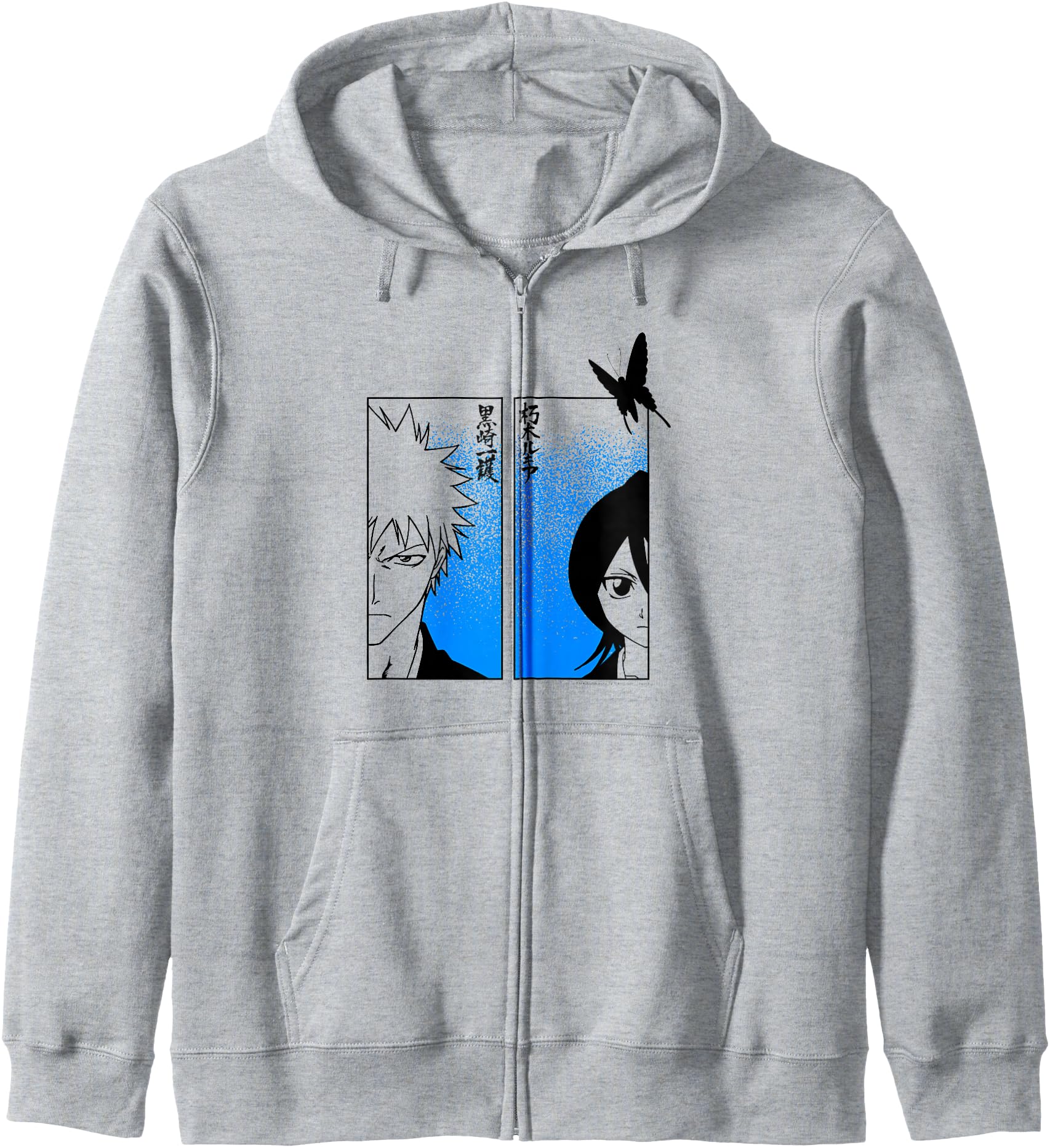 Bleach Ichigo & Rukia Half Faces with Jigokucho Anime Hoodie