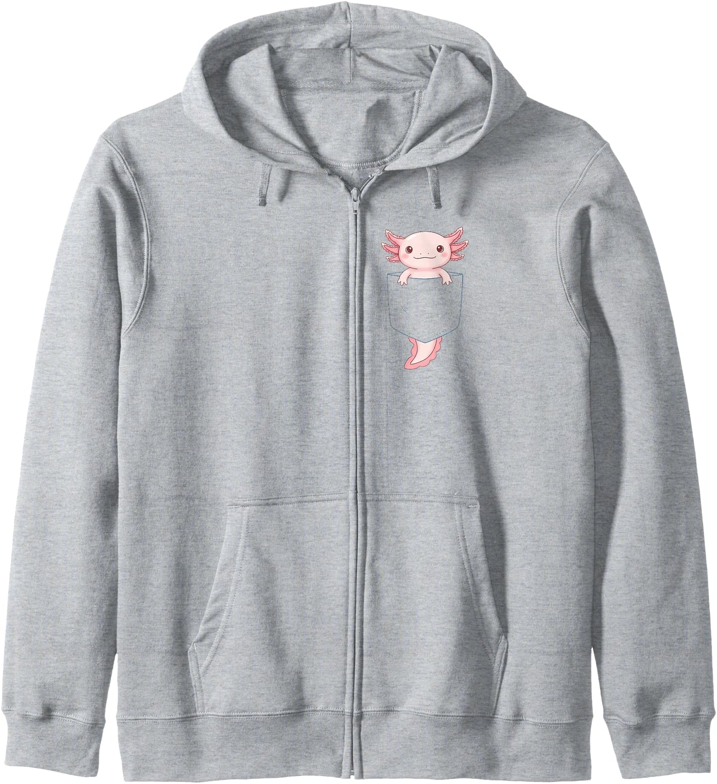 Cute Axolotl Pocket Funny Men Women Girls Kid Axolotl Lovers Zip Hoodie