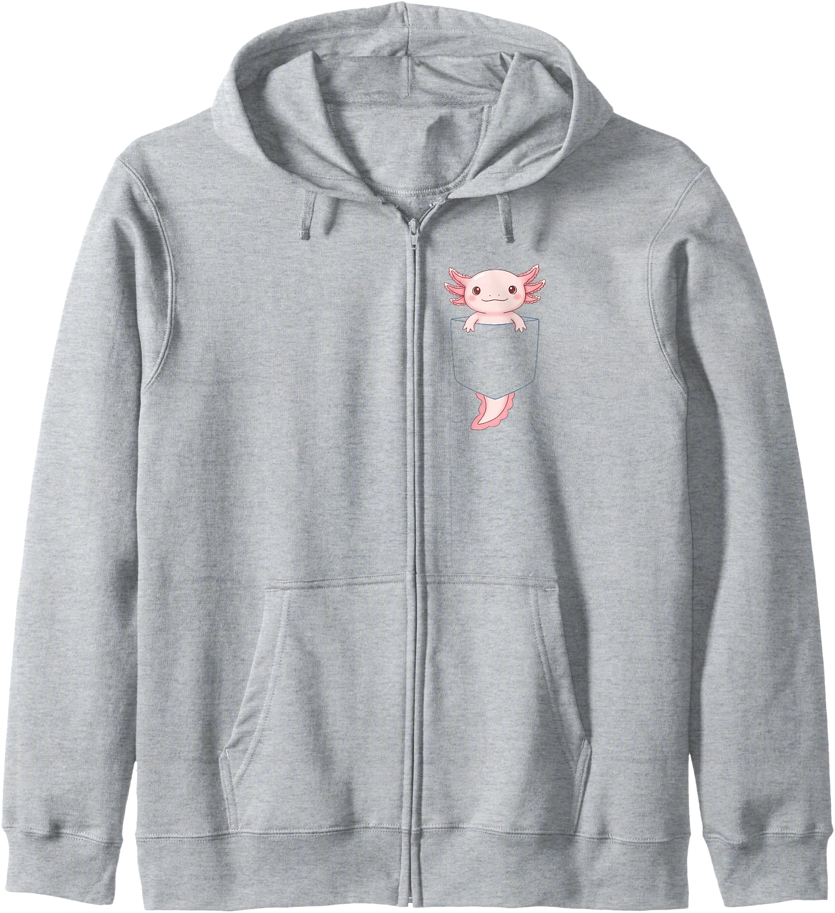Cute Axolotl Pocket Funny Men Women Girls Kid Axolotl Lovers Zip Hoodie