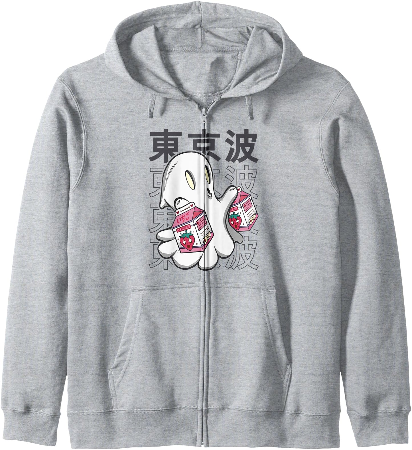 Kawaii Ghost Strawberry Milk Cartons Japan Boo Girls Anime Hoodie