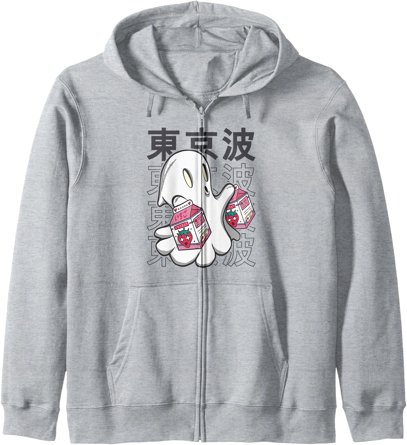Kawaii Ghost Strawberry Milk Cartons Japan Boo Girls Anime Hoodie