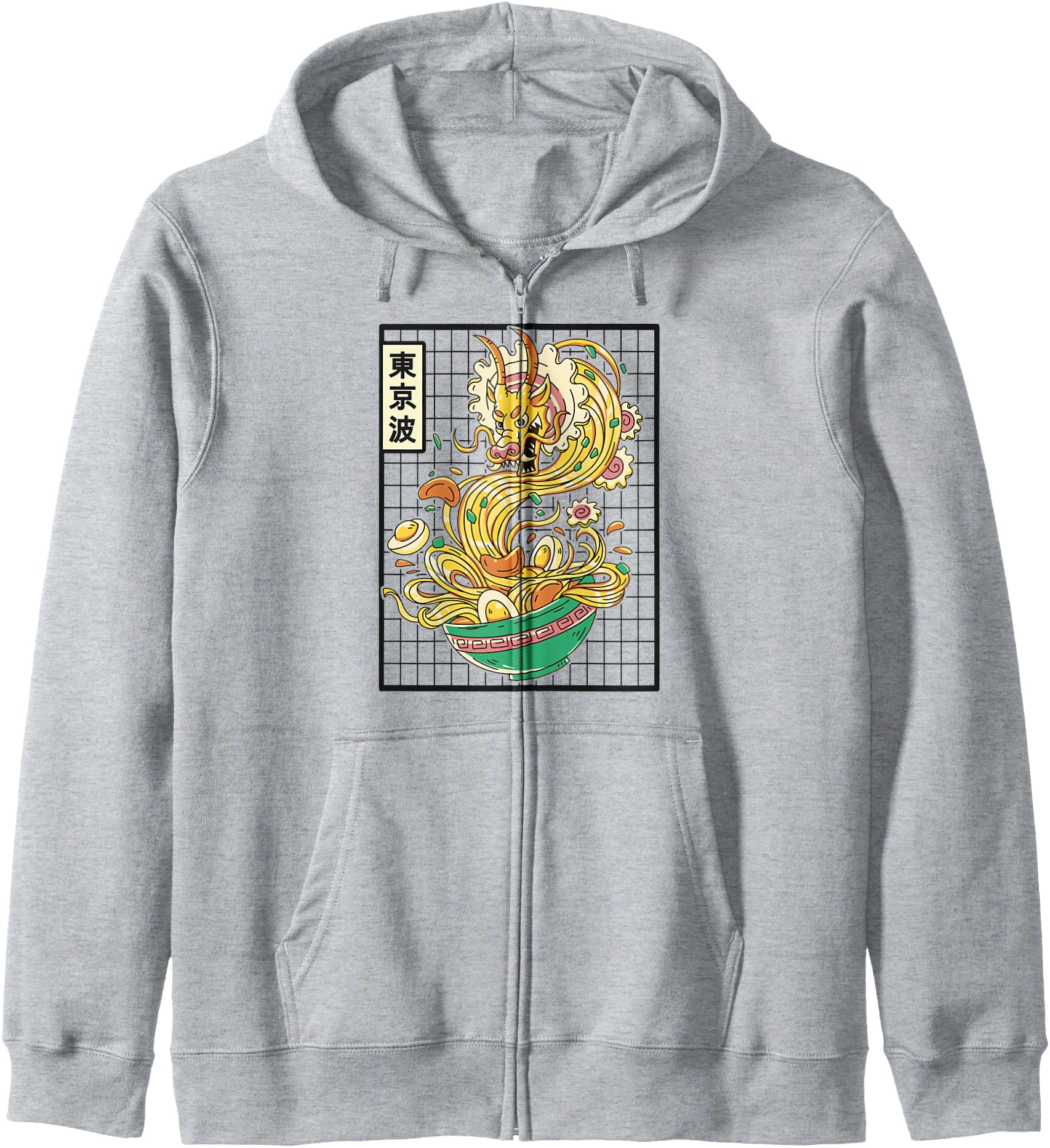 Japanese Ramen Noodles Dragon Grid Japan Aesthetic Anime Hoodie
