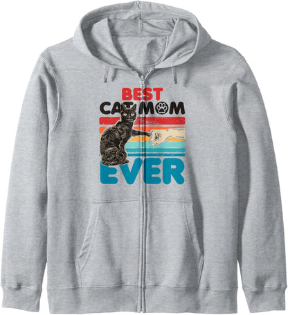Cat Mom and Cat Fist Bump Cat Mother's Day Cat Lover Owner Zip Hoodie